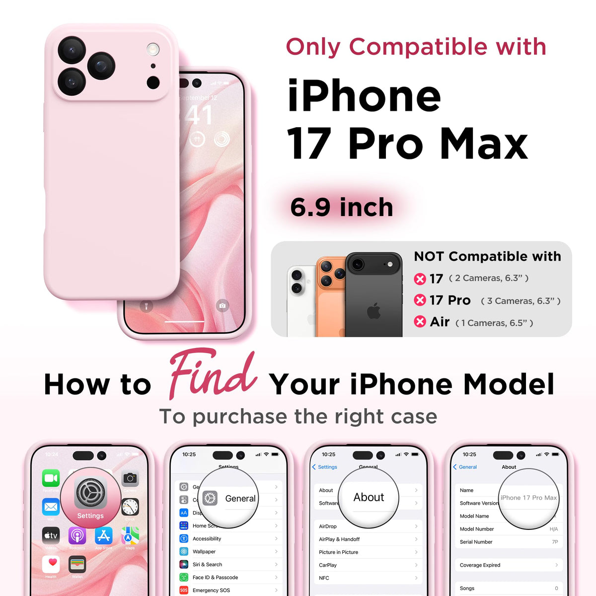 iPhone 17 Pro Max Case, Chalk Pink