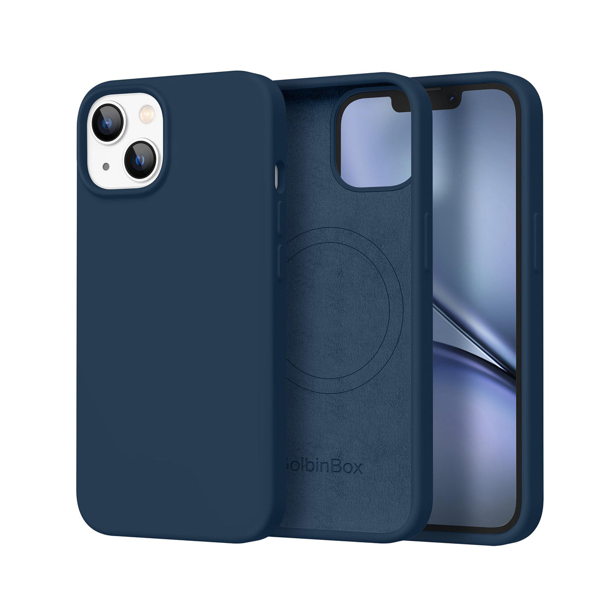 GolbinBox Magnetic for iPhone 15 Case, Silicone Cover, Dark Blue