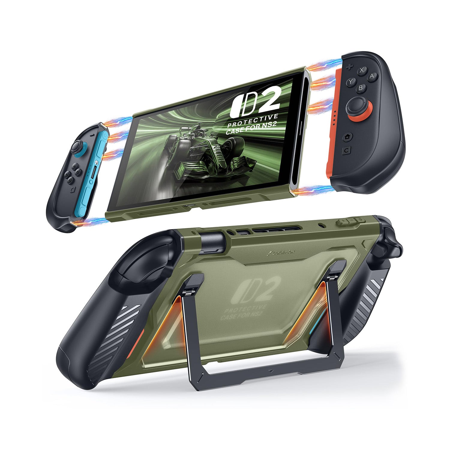GolbinBox Hard Shell Case for Nintendo Switch 2 with Kickstand, Green