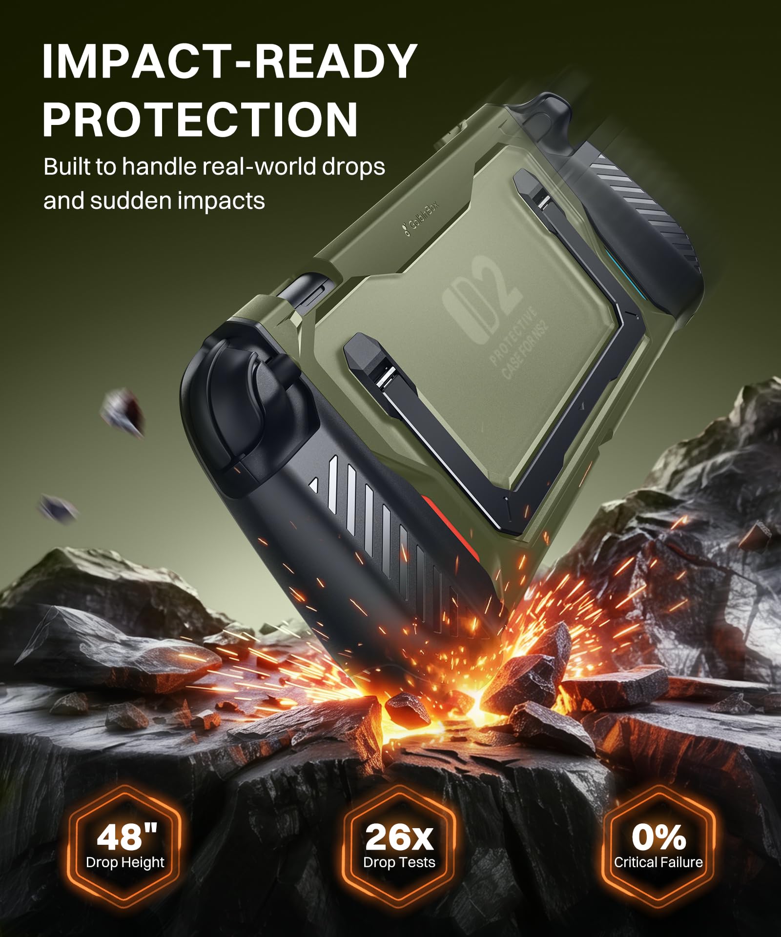 GolbinBox Hard Shell Case for Nintendo Switch 2 with Kickstand, Green