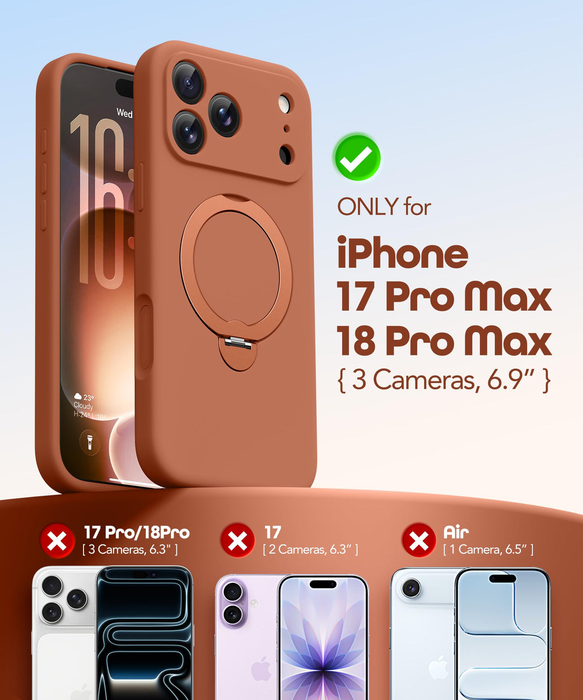 GolbinBox for iPhone 18 Pro Max Case with Stand, Orange