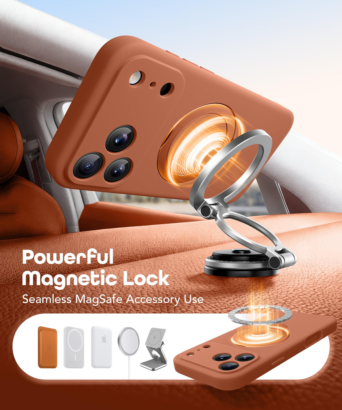 GolbinBox for iPhone 18 Pro Max Case with Stand, Orange