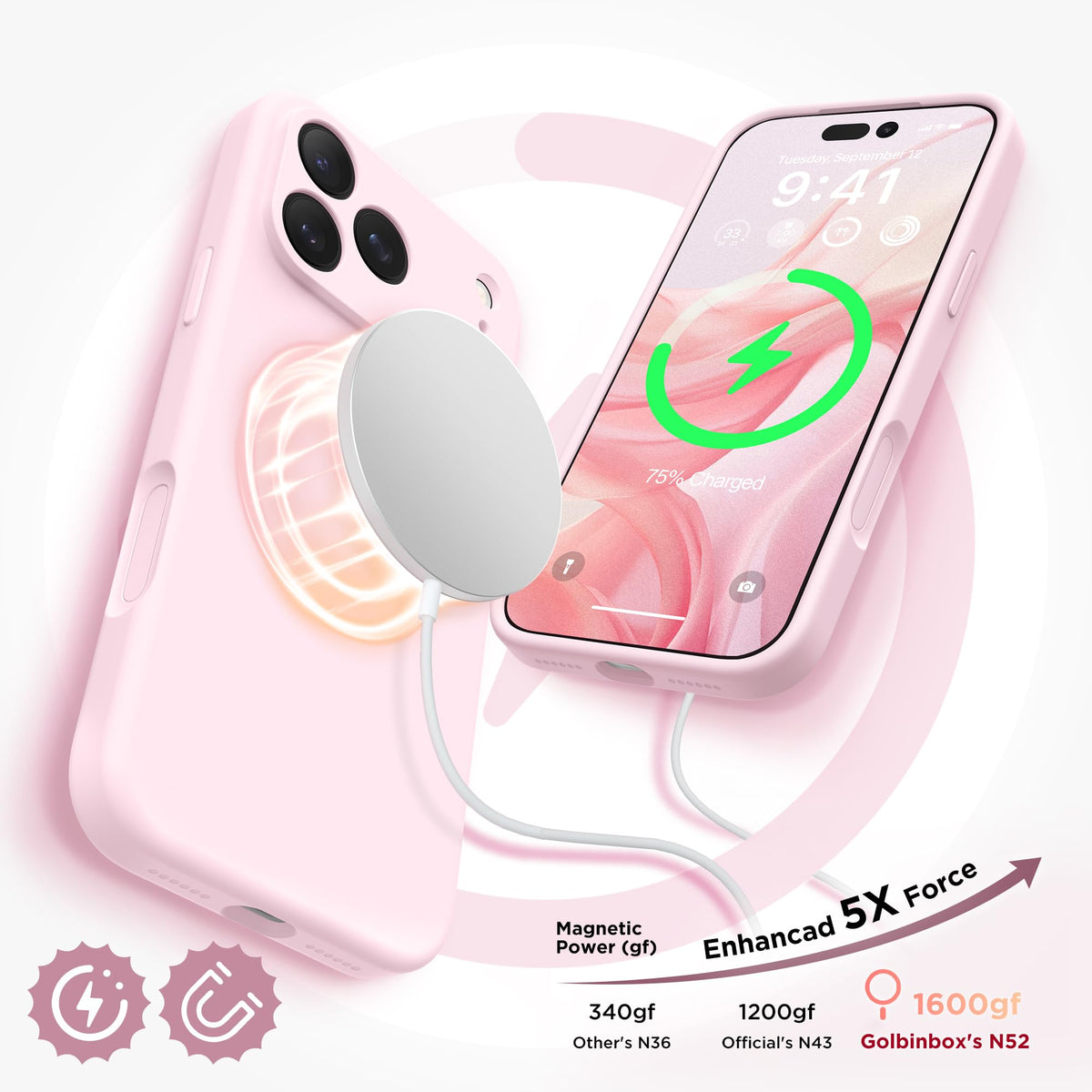 iPhone 17 Pro Max Case, Chalk Pink