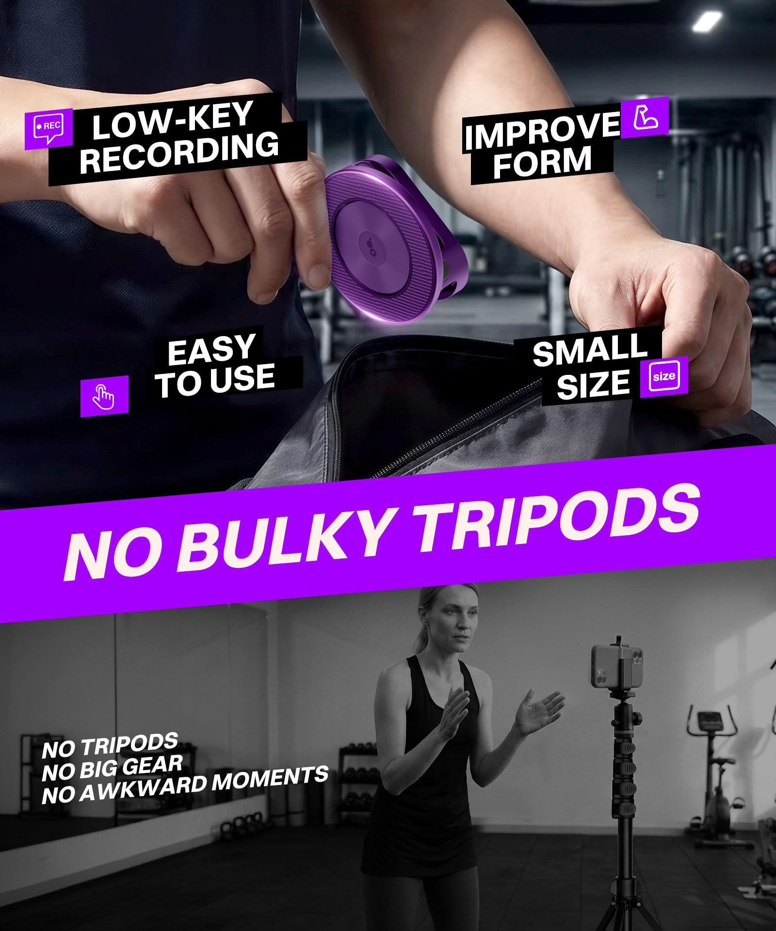 All Metal Dual Magnetic Gym Phone Holder for MagSafe, Purple