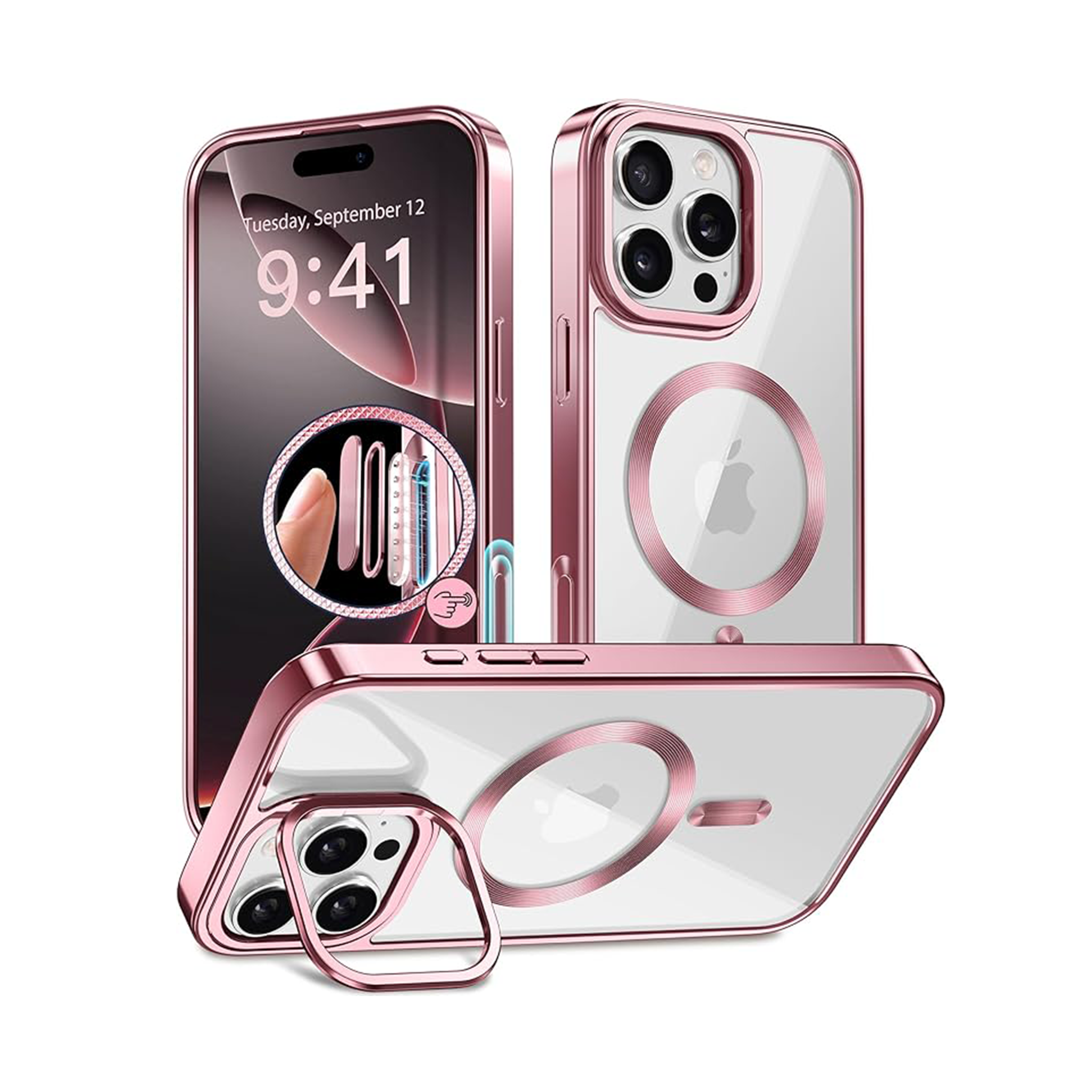 GolbinBox Magnetic for iPhone 16 Pro Max Case Built-in Camera Stash Stand