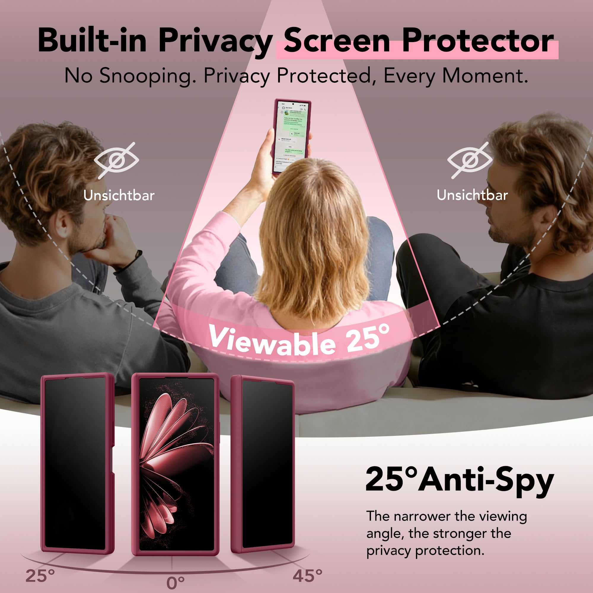 Samsung Galaxy Z Fold 7 Case with Privacy Screen Protector