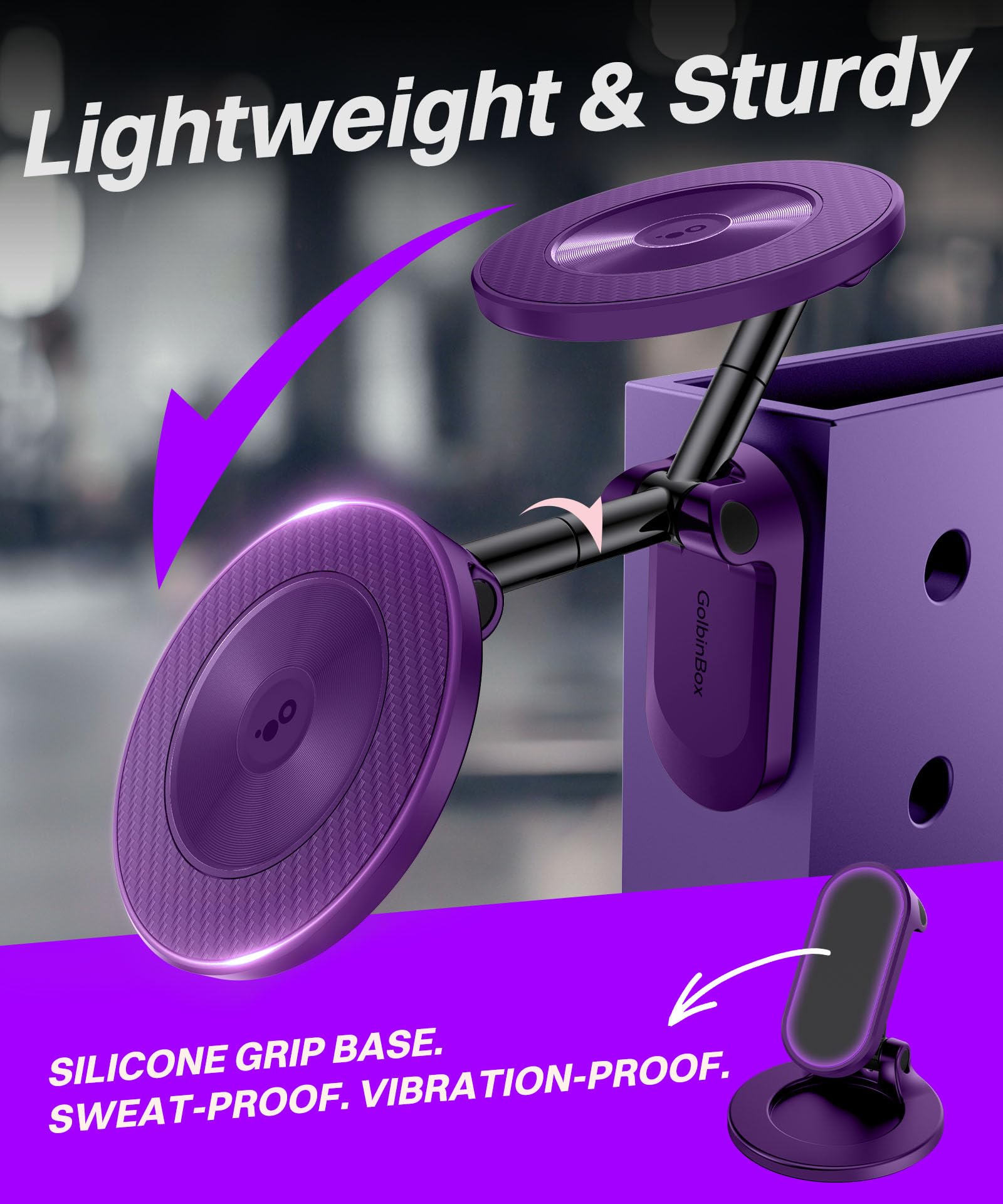 All Metal Dual Magnetic Gym Phone Holder for MagSafe, Purple