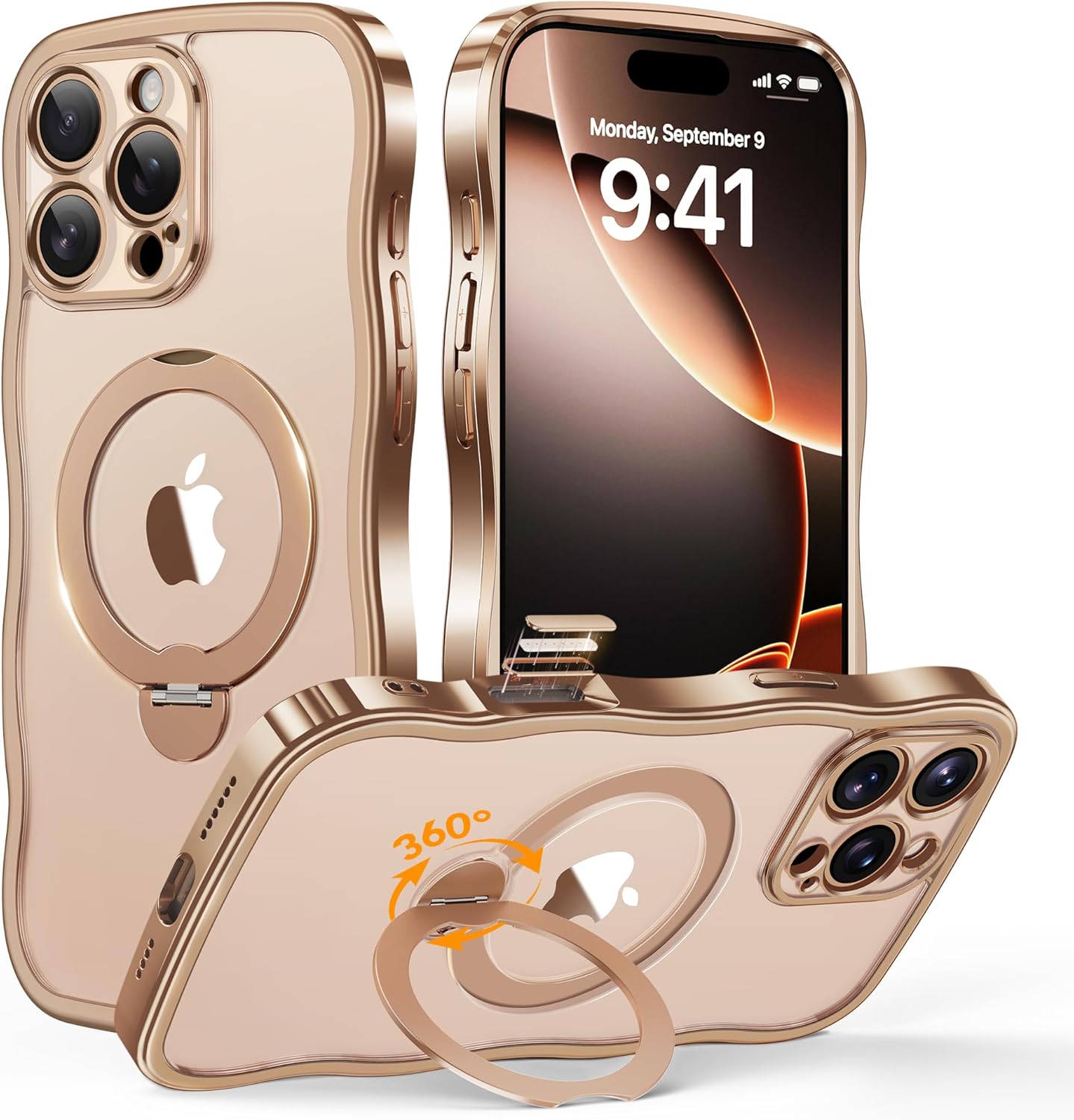 iPhone 16 Pro Case with 360° Spin Magnetic Stand Ring