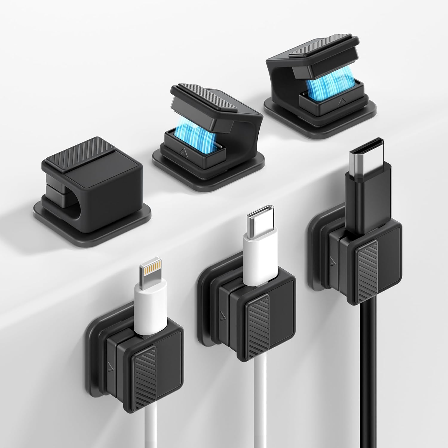 Cable Clips, Glow in the Dark Cable Holders, 6 Pack Magnetic Cord Organizer with Shockproof Silicone