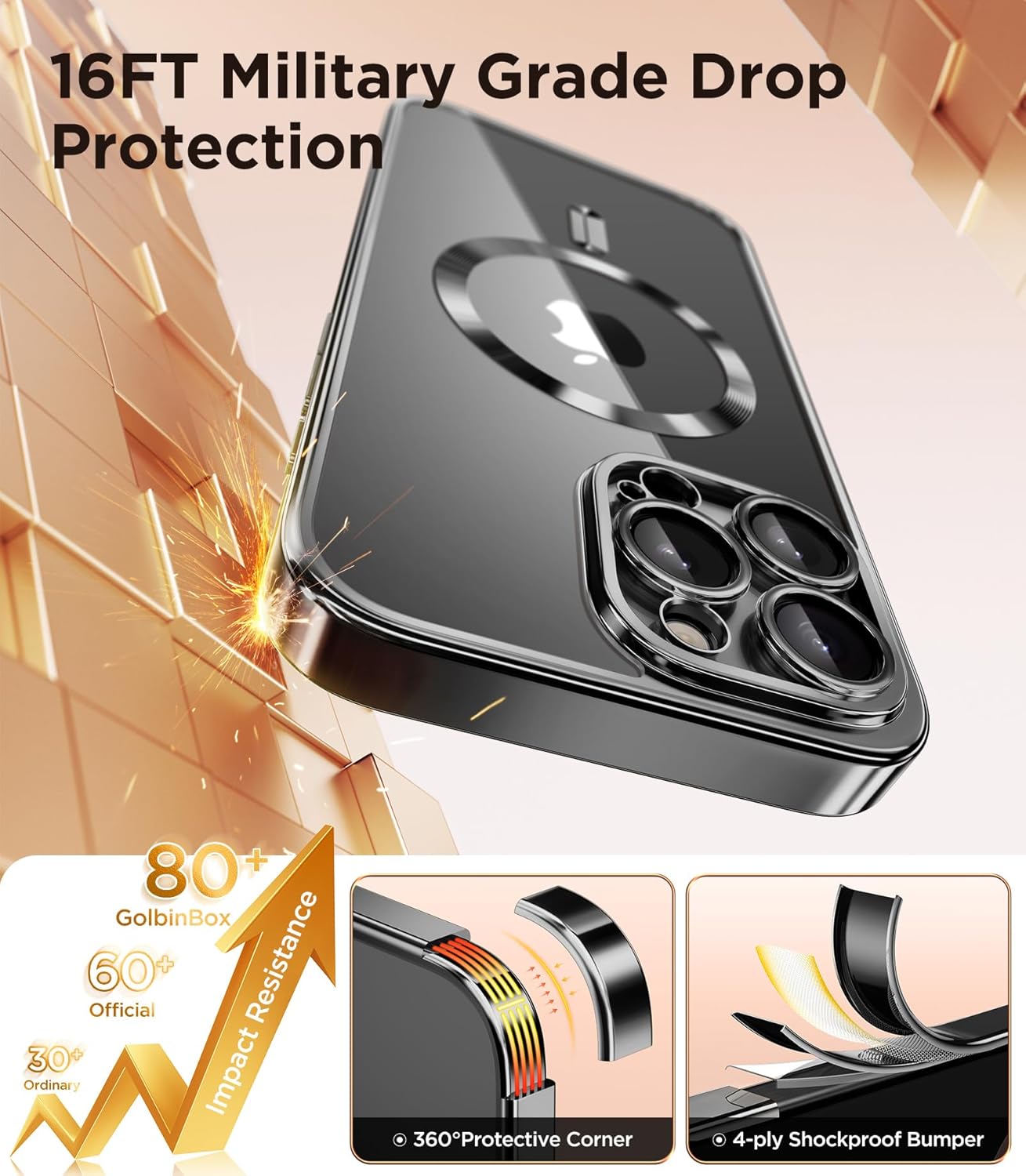 GolbinBox Magnetic for iPhone 16 Pro Max Plating Case