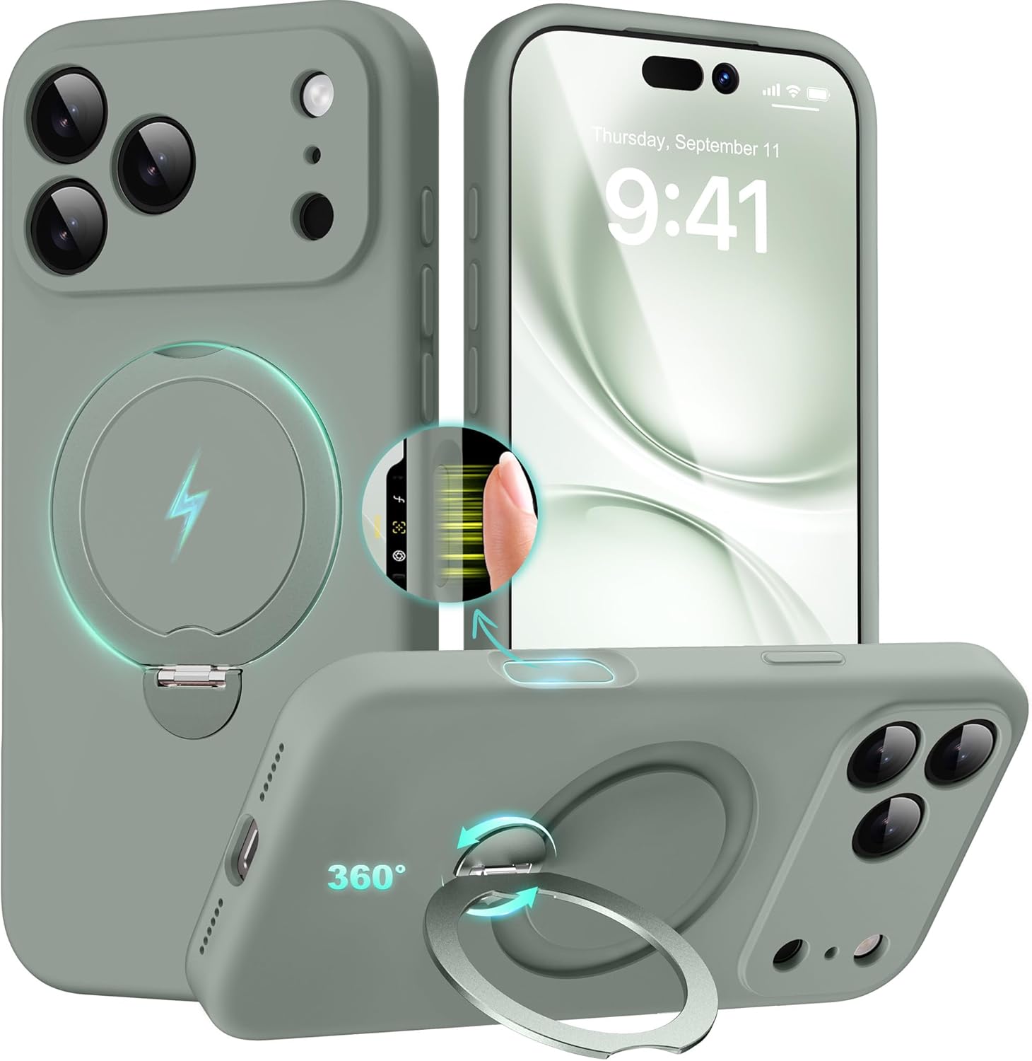 GolbinBox for iPhone 17 Pro Max Case with 360° Spin Magnetic Stand