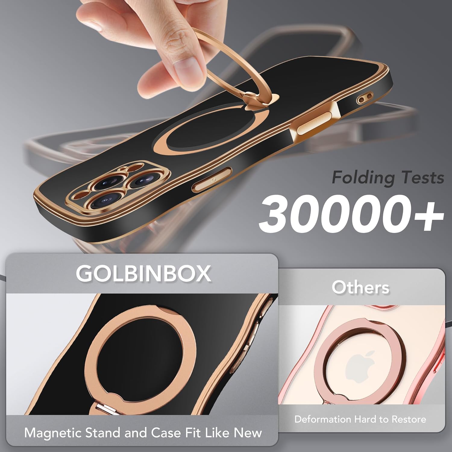 GolbinBox for iPhone 16 Pro Max Case with 360° Spin Magnetic Stand