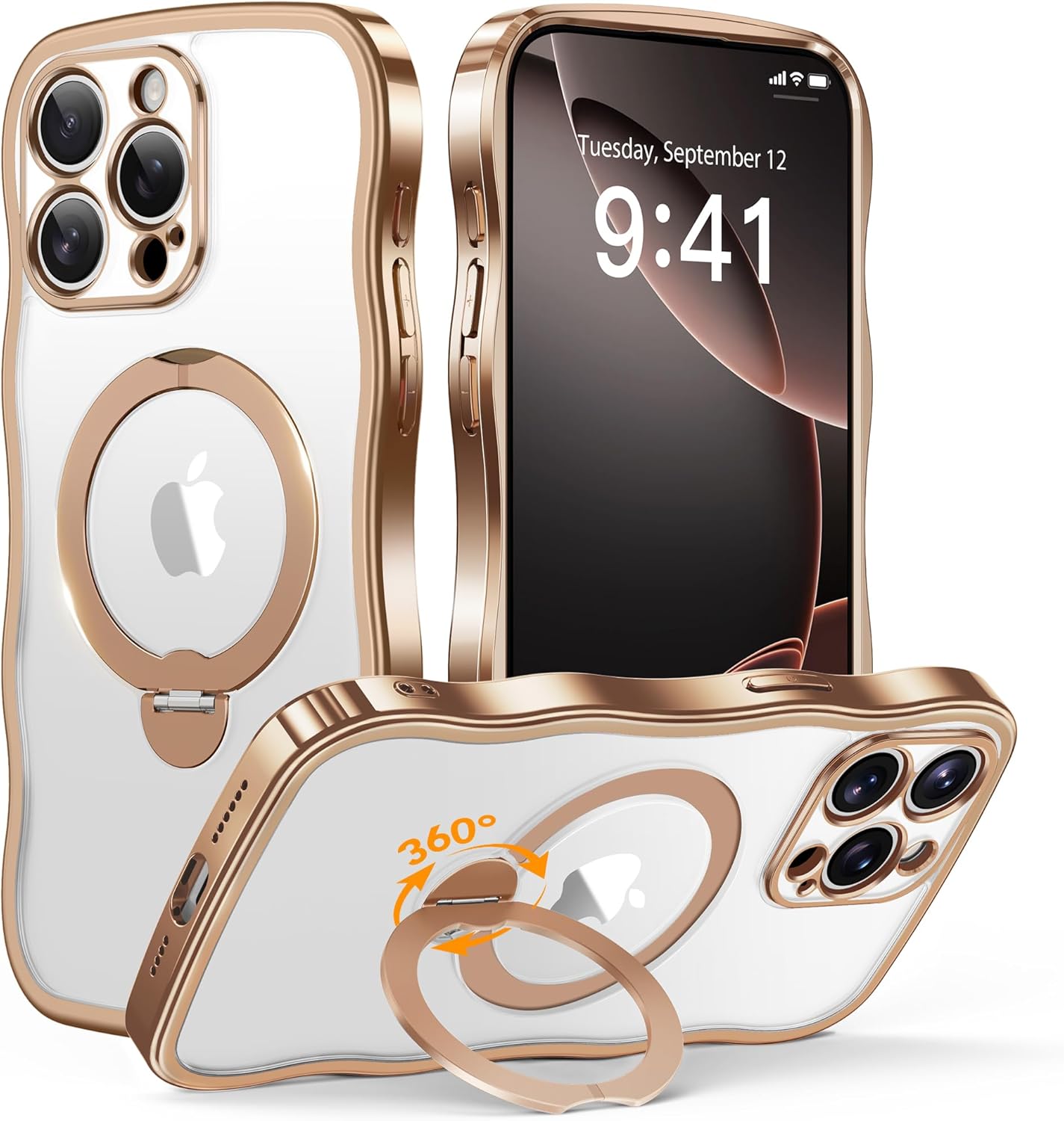 iPhone 15 Pro Case with 360° Spin Magnetic Stand Ring