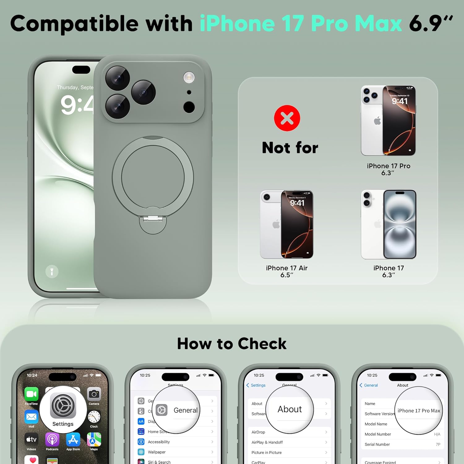 GolbinBox for iPhone 17 Pro Max Case with 360° Spin Magnetic Stand