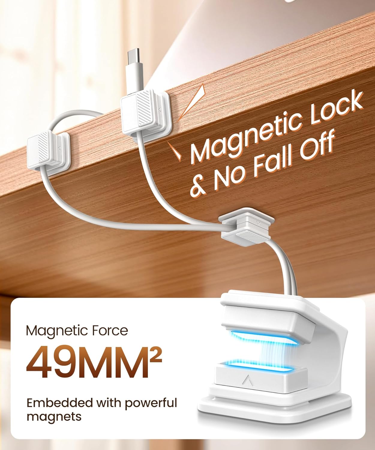 Cable Clips, Glow in the Dark Cable Holders, 6 Pack Magnetic Cord Organizer with Shockproof Silicone