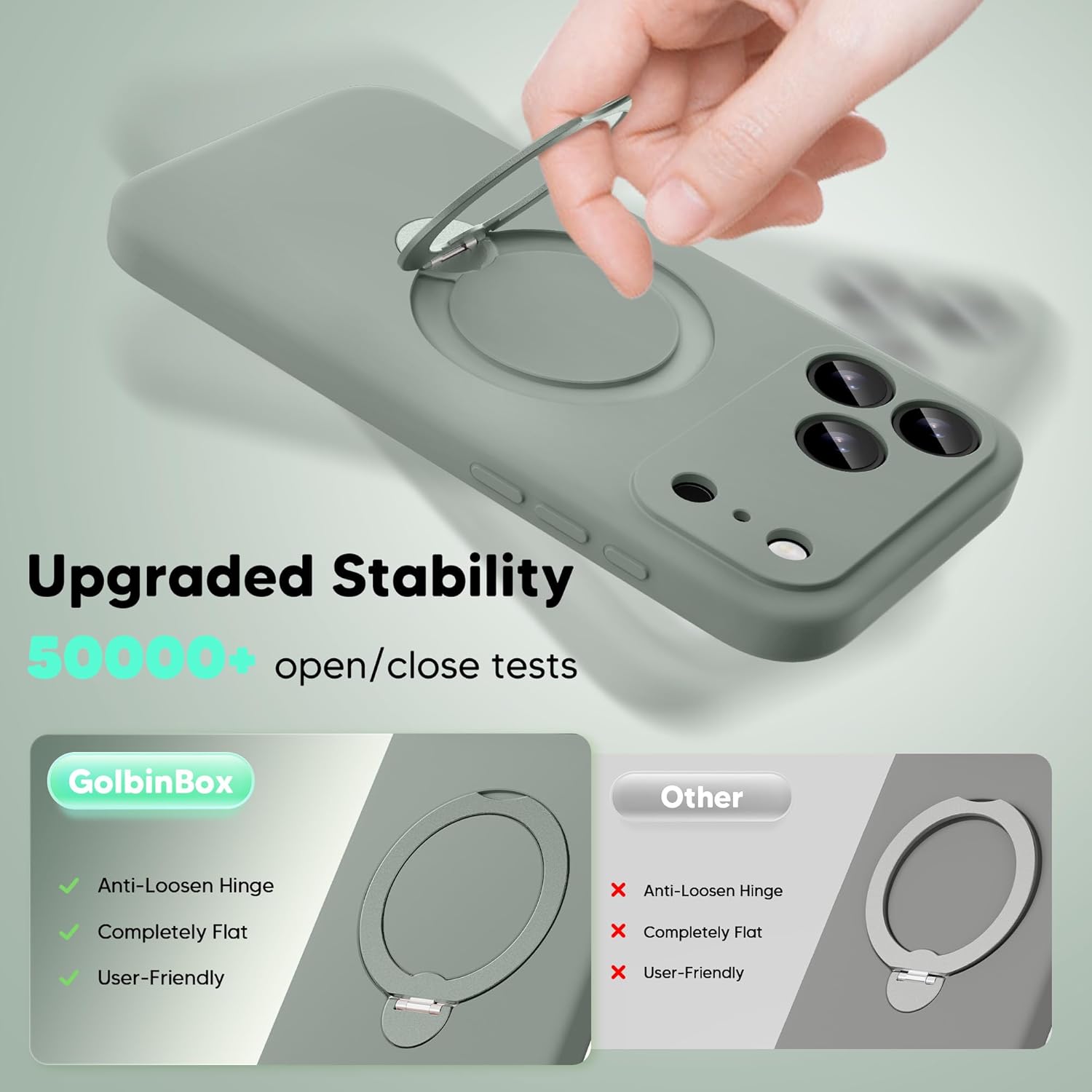 GolbinBox for iPhone 17 Pro Max Case with 360° Spin Magnetic Stand