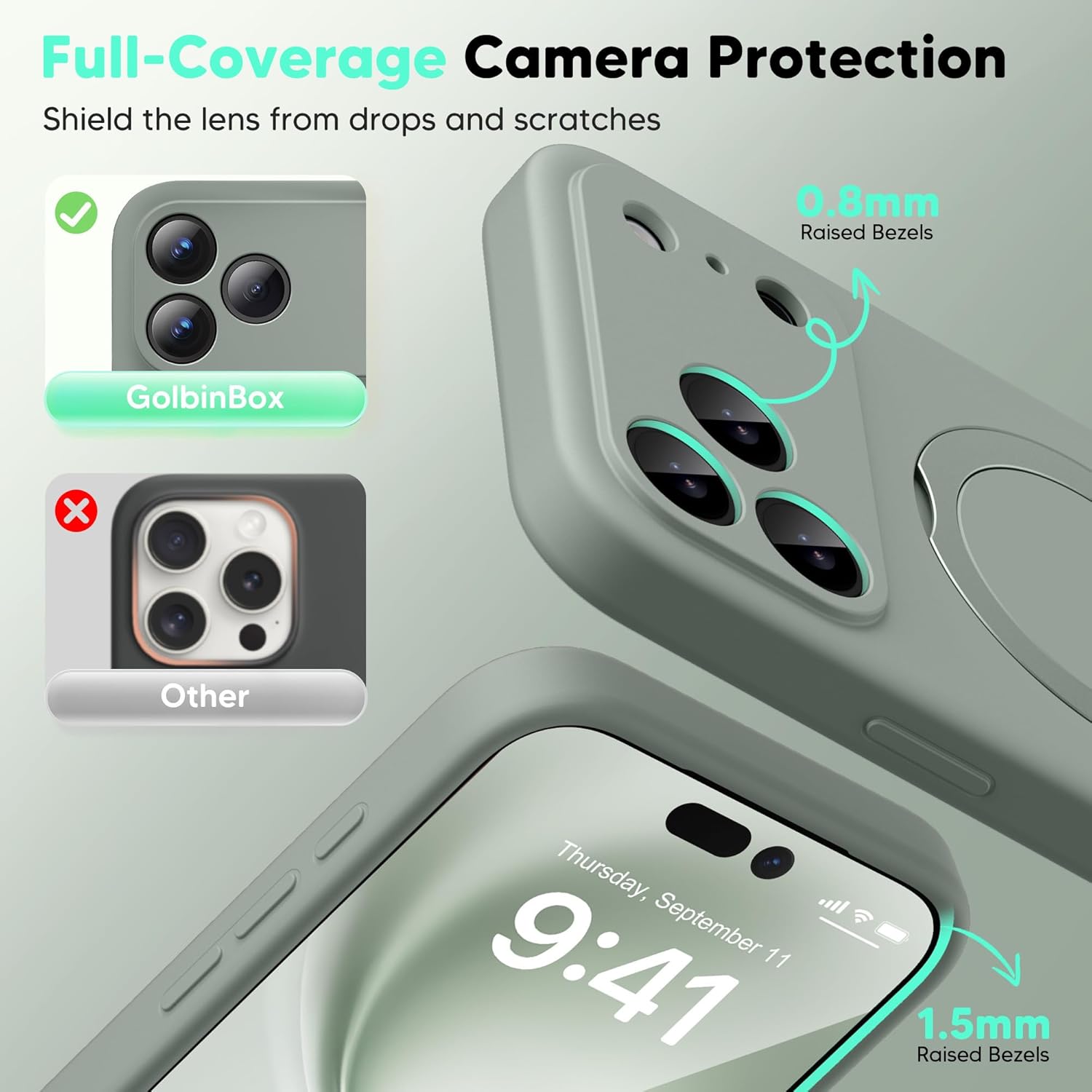 GolbinBox for iPhone 17 Pro Max Case with 360° Spin Magnetic Stand