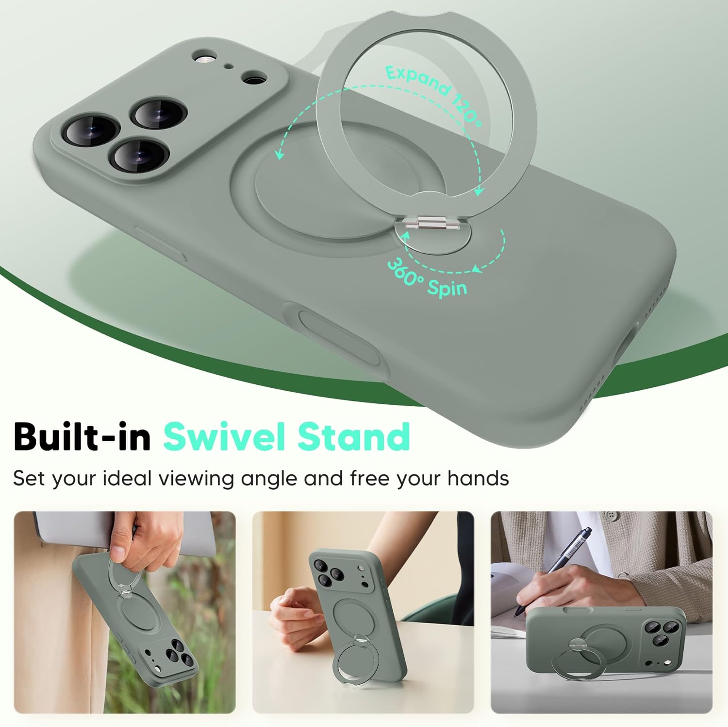 GolbinBox for iPhone 17 Pro Max Case with 360° Spin Magnetic Stand