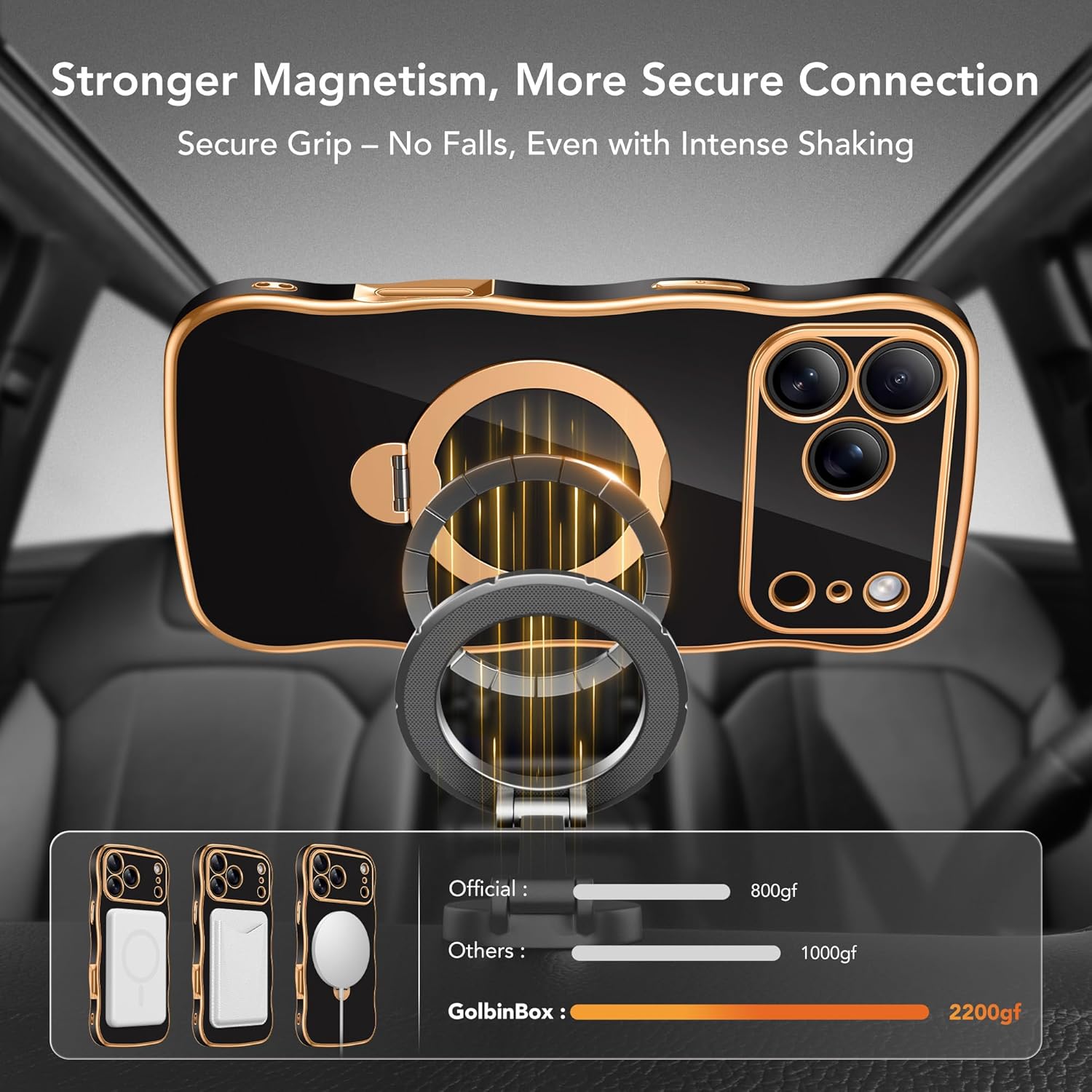 GolbinBox Magnetic for iPhone 17 Pro Case with 360° Spin Stand