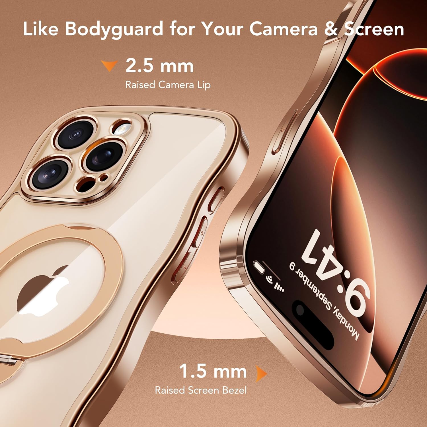 iPhone 16 Pro Case with 360° Spin Magnetic Stand Ring