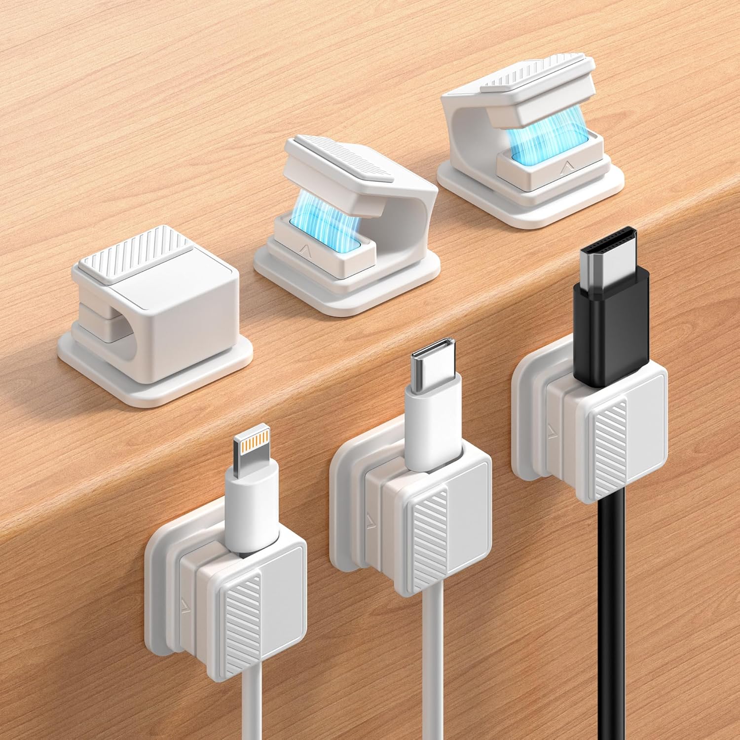 Cable Clips, Glow in the Dark Cable Holders, 6 Pack Magnetic Cord Organizer with Shockproof Silicone