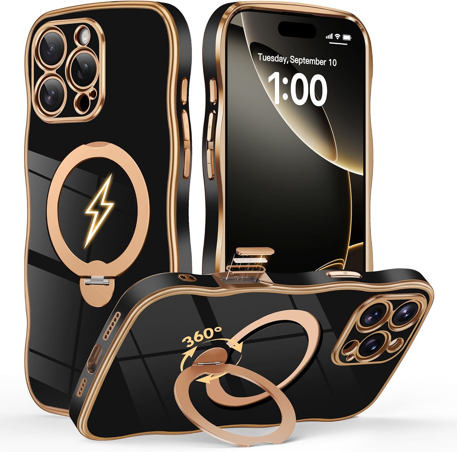 GolbinBox for iPhone 16 Pro Max Case with 360° Spin Magnetic Stand