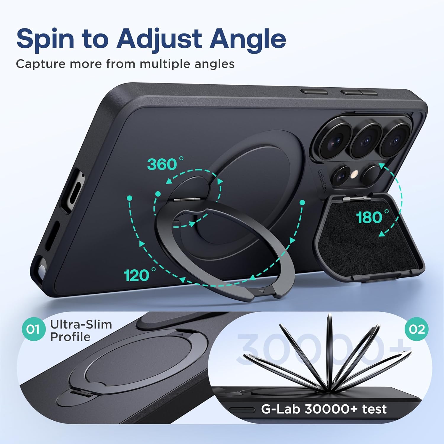 GolbinBox 360 Adjustable Magnetic Stand for Samsung Galaxy S26 Ultra Phone Case