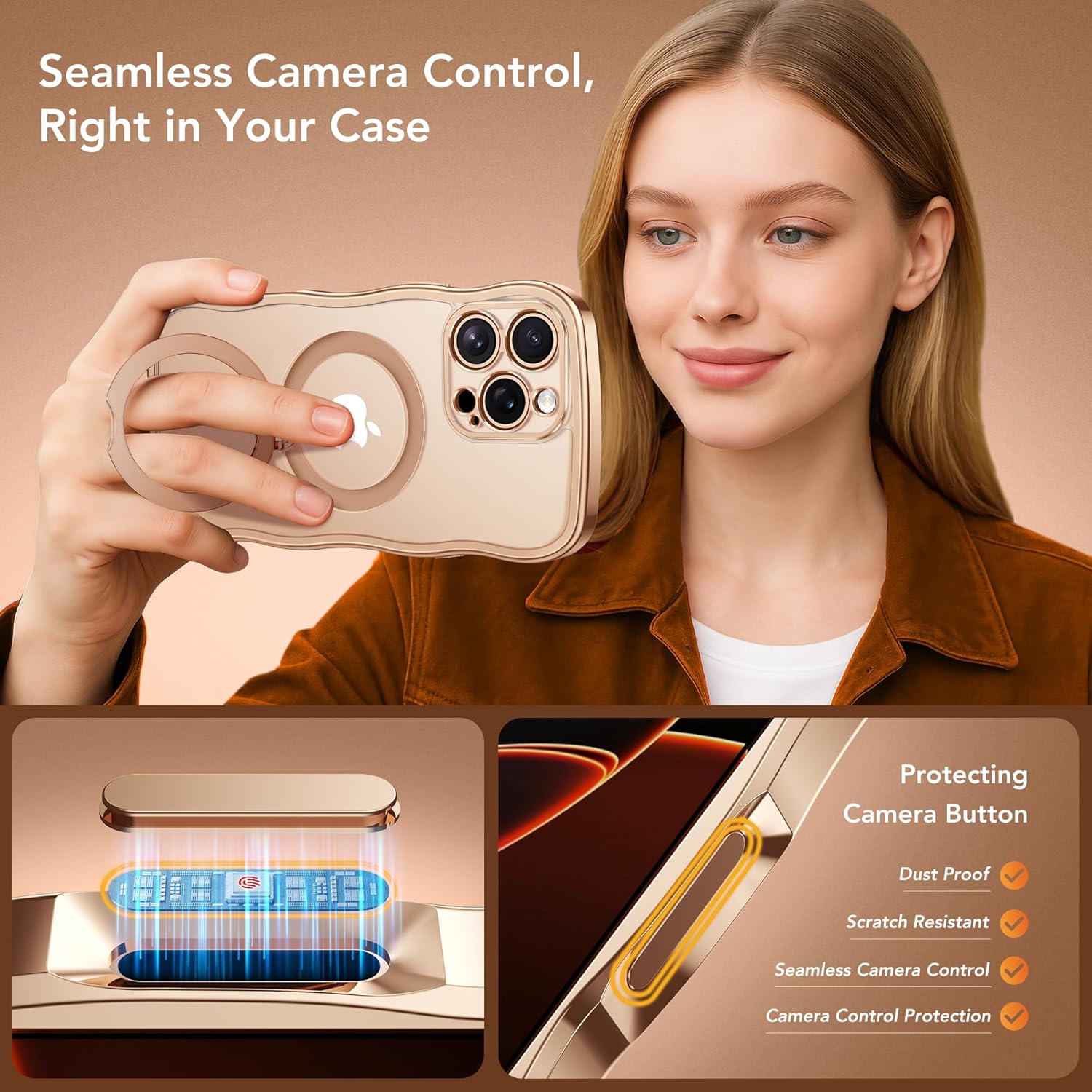 iPhone 16 Pro Case with 360° Spin Magnetic Stand Ring