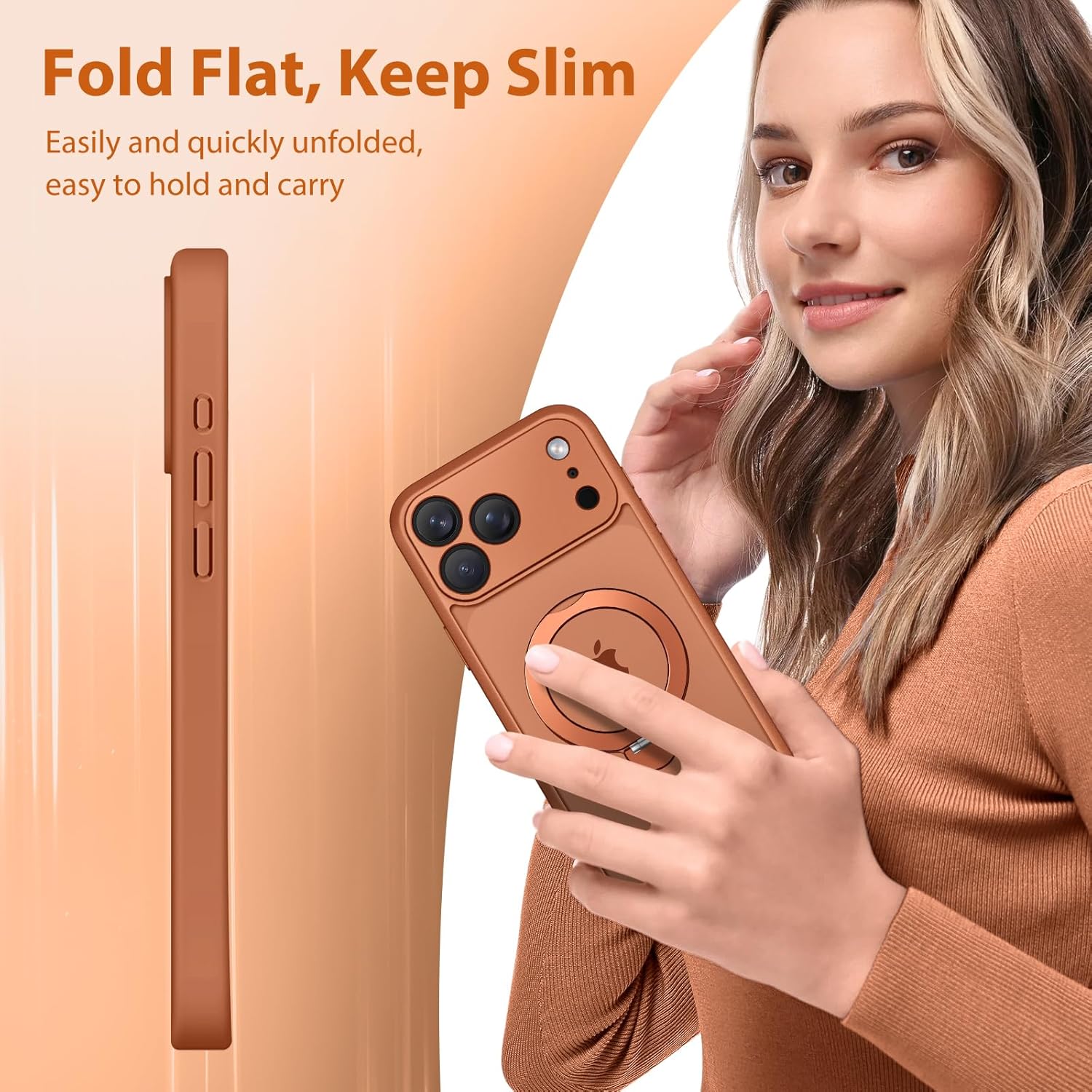 iPhone 17 Pro Max Case with 360° Spin Magnetic Stand