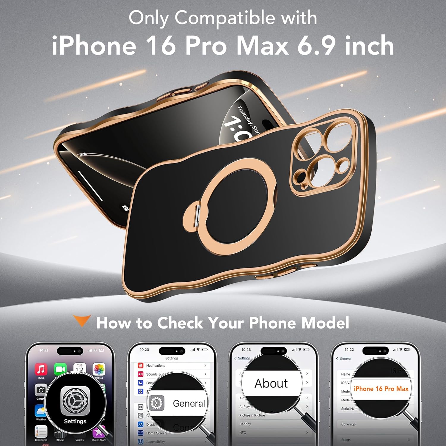 GolbinBox for iPhone 16 Pro Max Case with 360° Spin Magnetic Stand