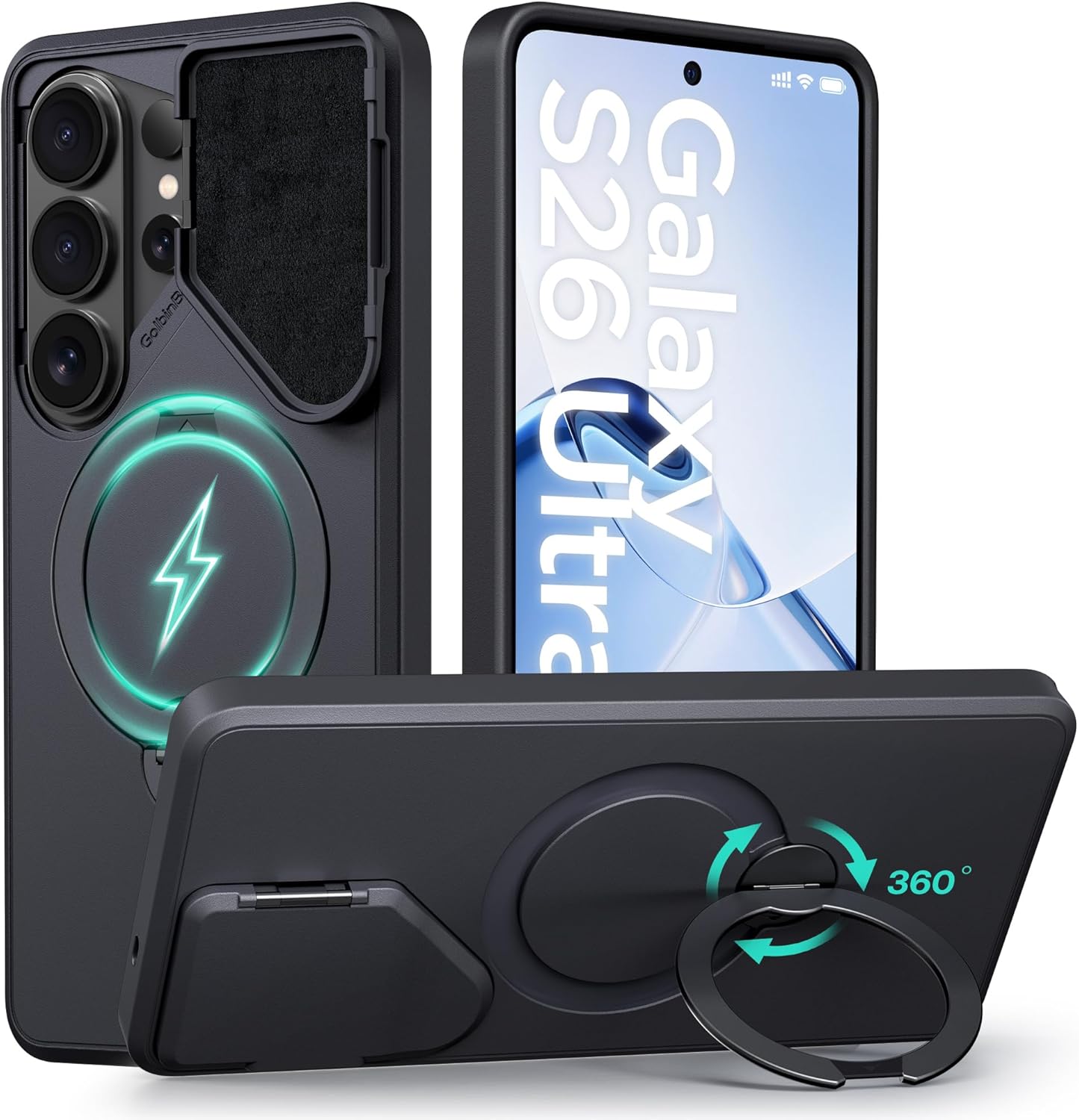 GolbinBox 360 Adjustable Magnetic Stand for Samsung Galaxy S26 Ultra Phone Case