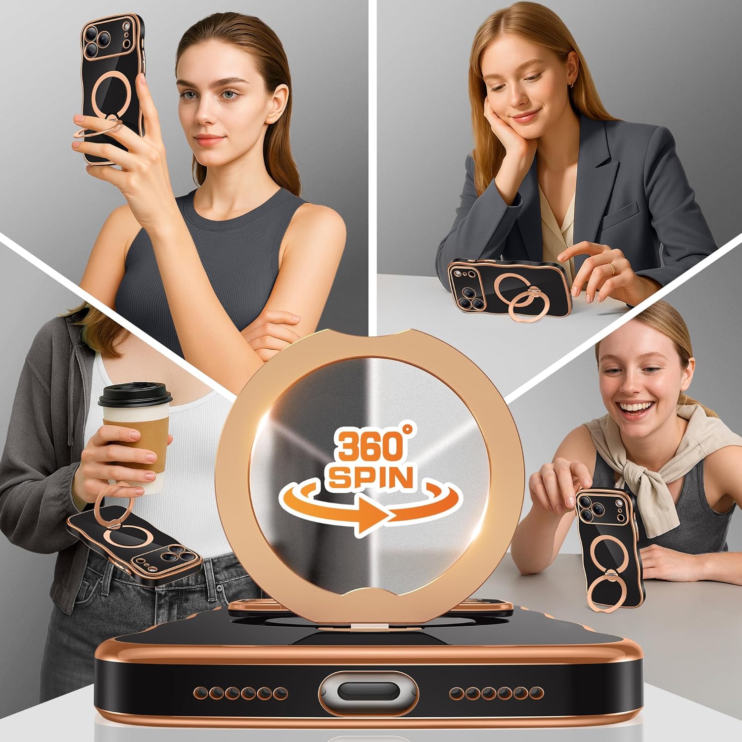 GolbinBox Magnetic for iPhone 17 Pro Max Case with 360° Spin Stand