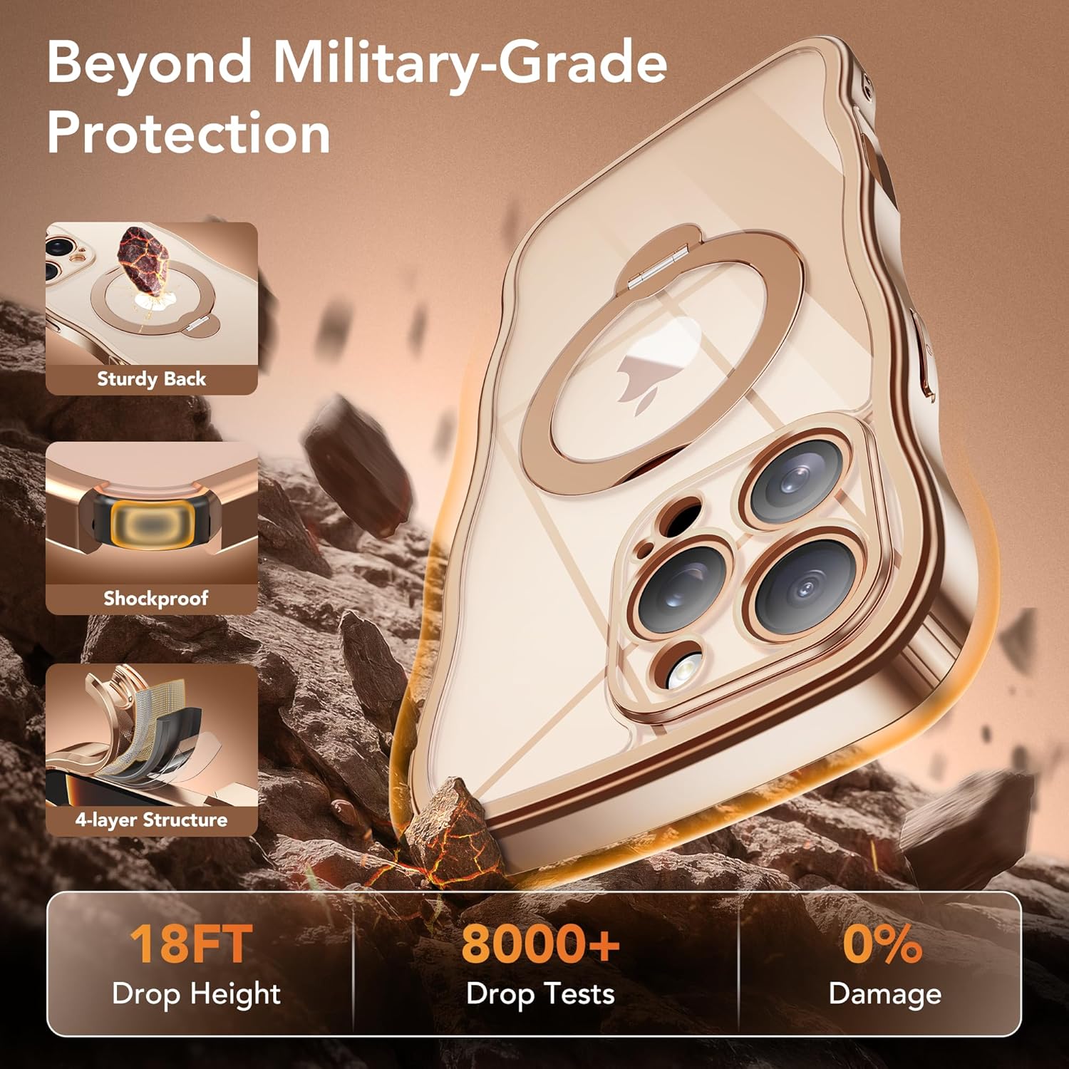 iPhone 16 Pro Case with 360° Spin Magnetic Stand Ring