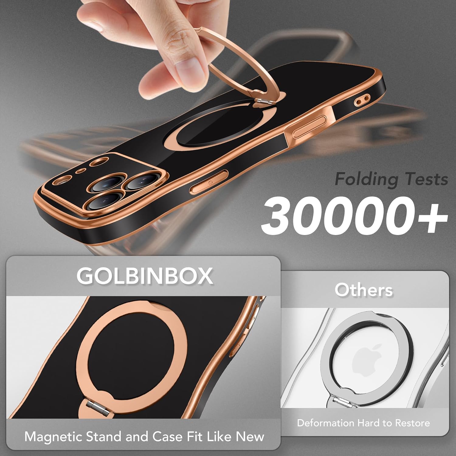 GolbinBox Magnetic for iPhone 17 Pro Max Case with 360° Spin Stand