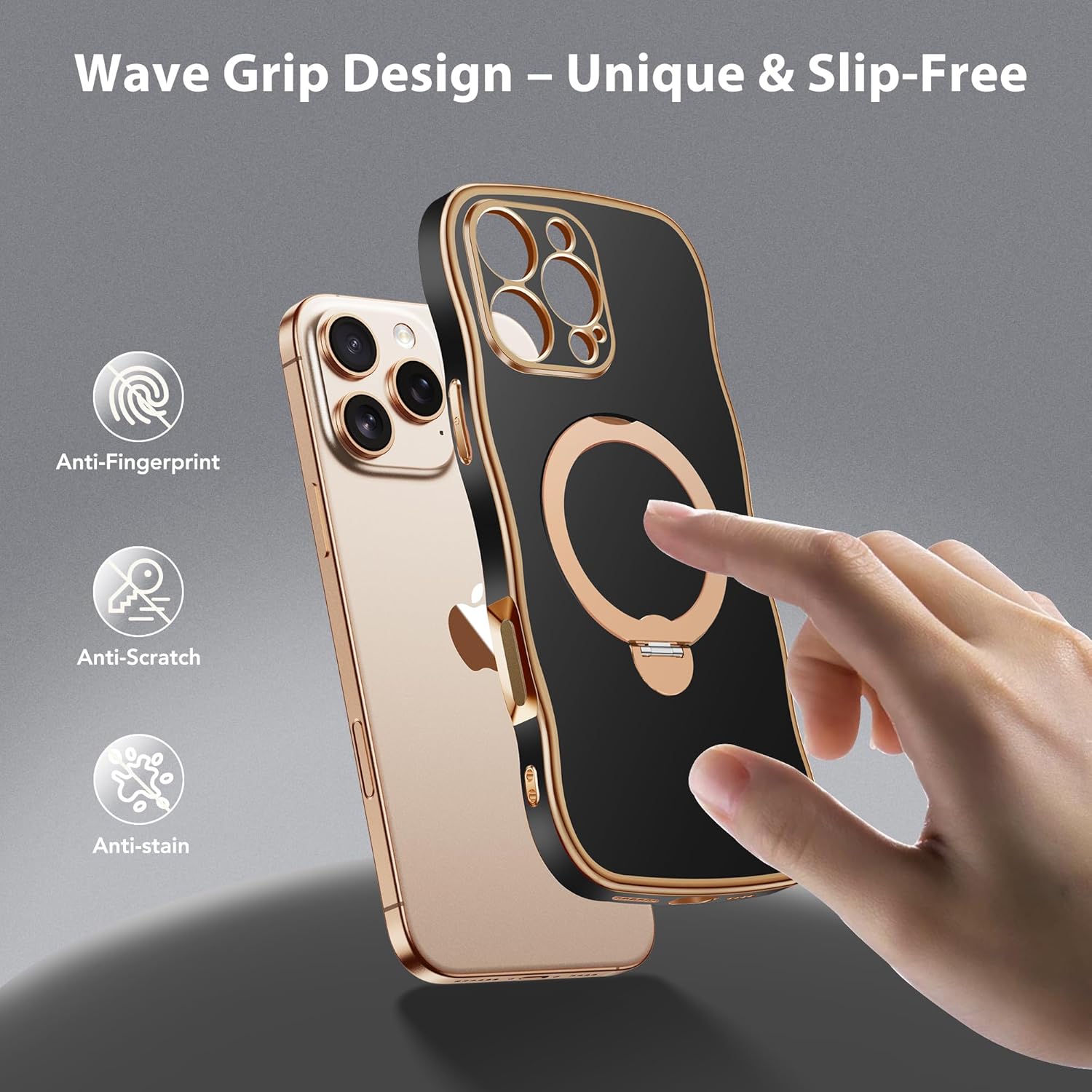 GolbinBox for iPhone 16 Pro Max Case with 360° Spin Magnetic Stand