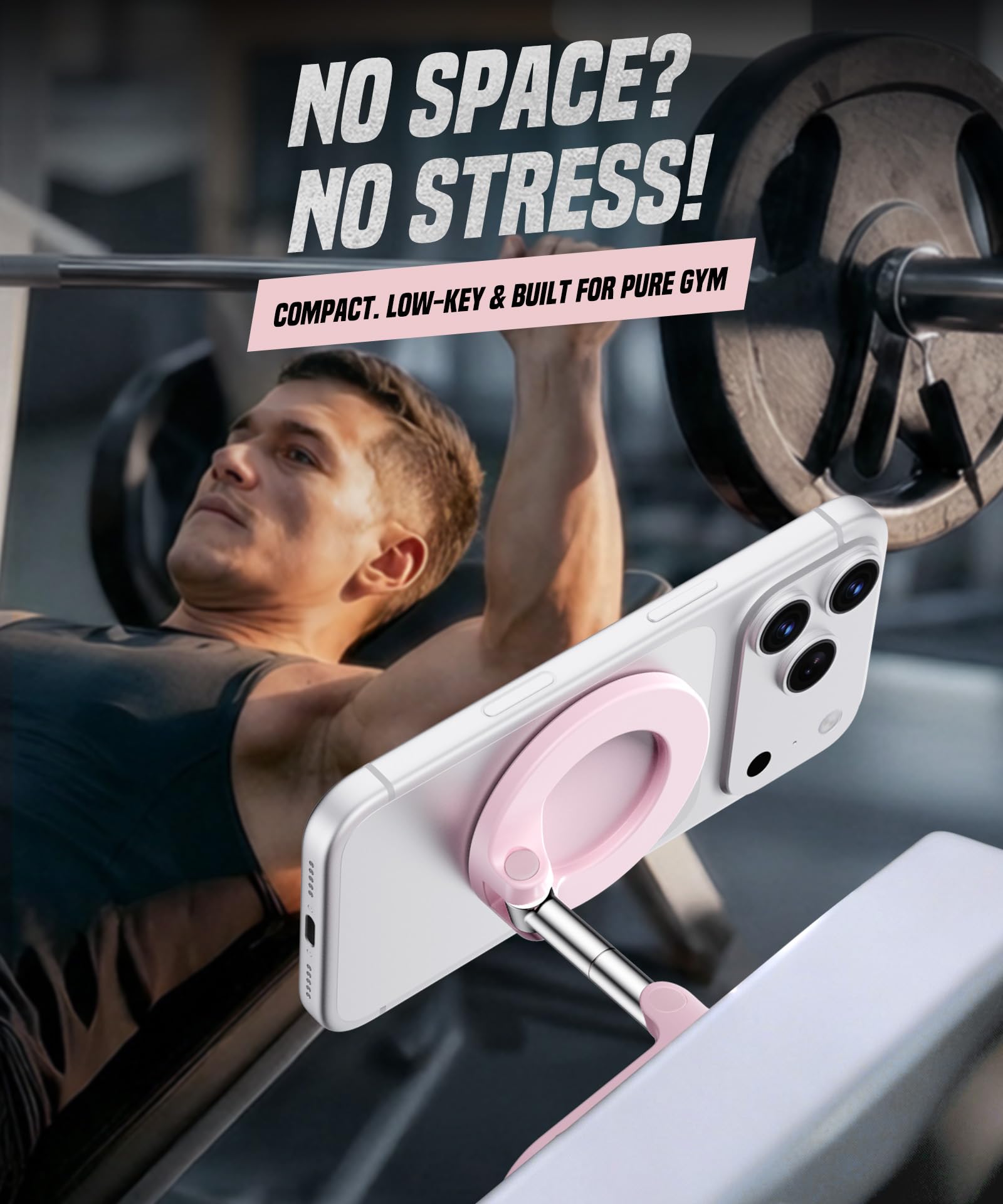 All Metal Dual Magnetic Gym Phone Holder for MagSafe, Pink