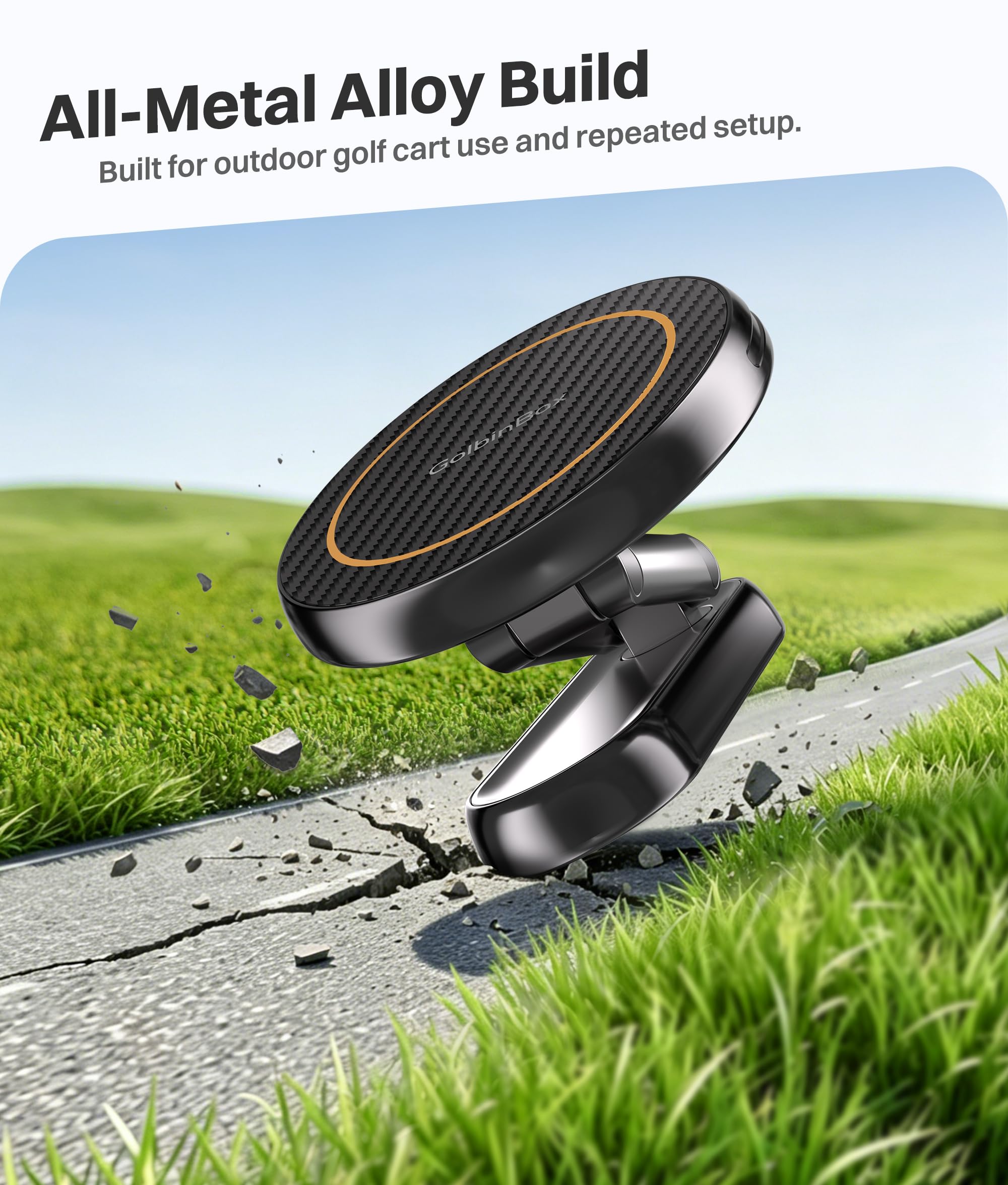 Magnetic Golf Cart Phone Holder 360 Spin, Fit for iPhone/Samsung