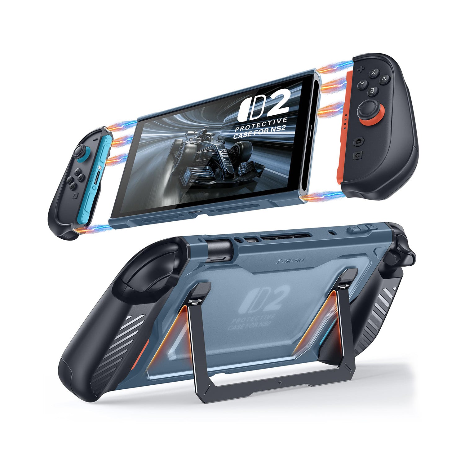 GolbinBox Hard Shell Case for Nintendo Switch 2 with Kickstand, Blue
