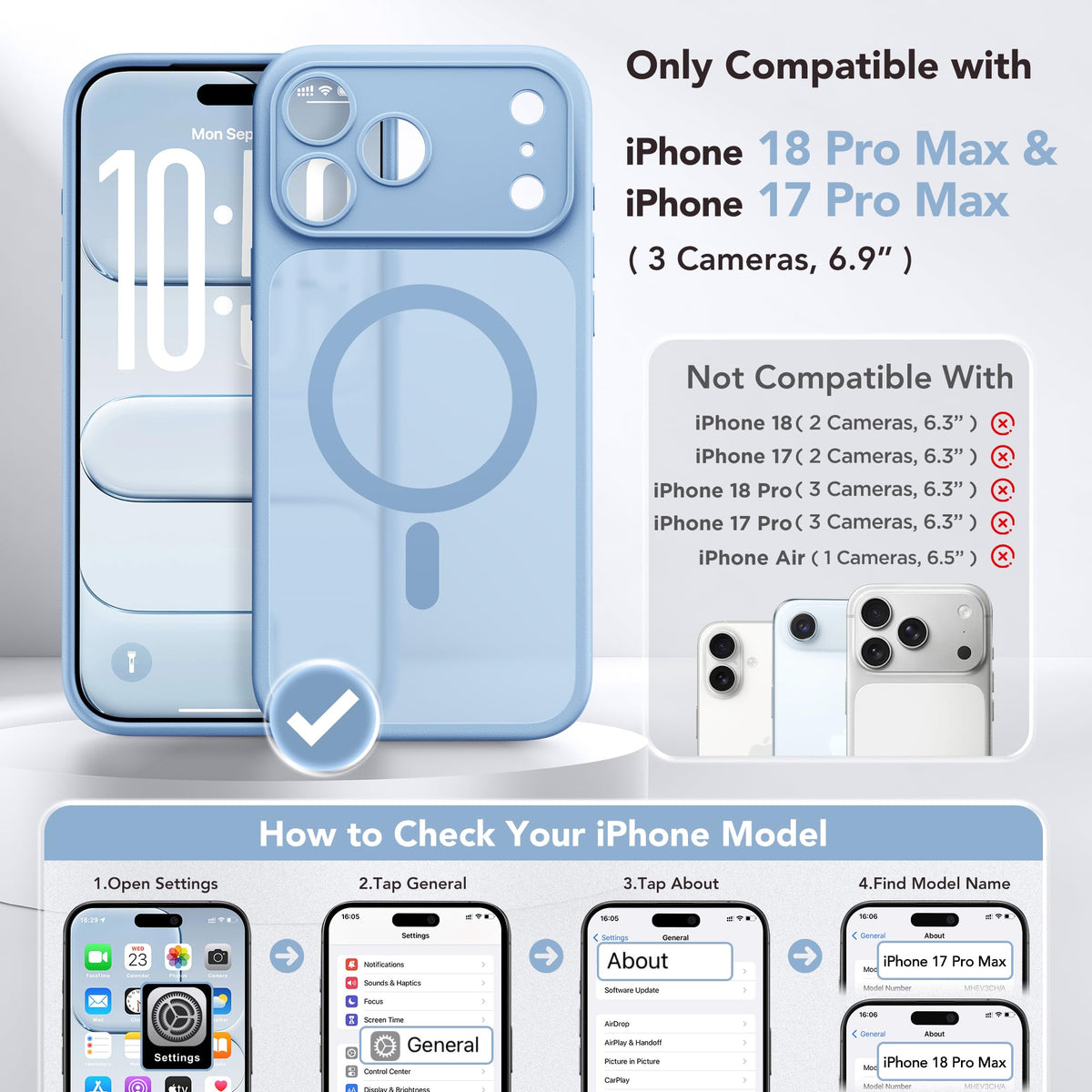 Magnetic Shockproof for iPhone 18 Pro Max, Coastal Blue