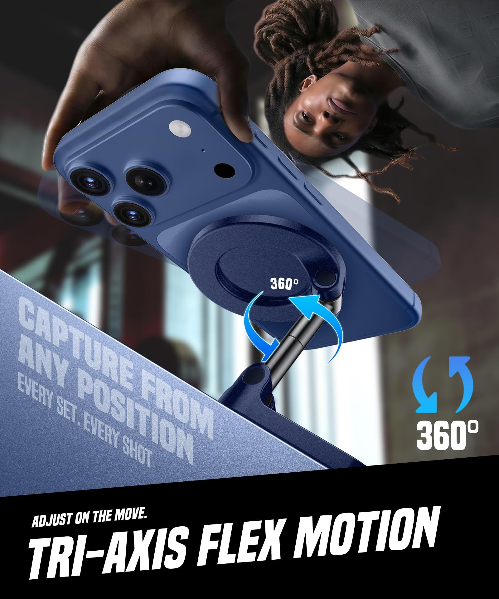 GolbinBox All Metal Dual Magnetic Gym Phone Holder for MagSafe, Blue