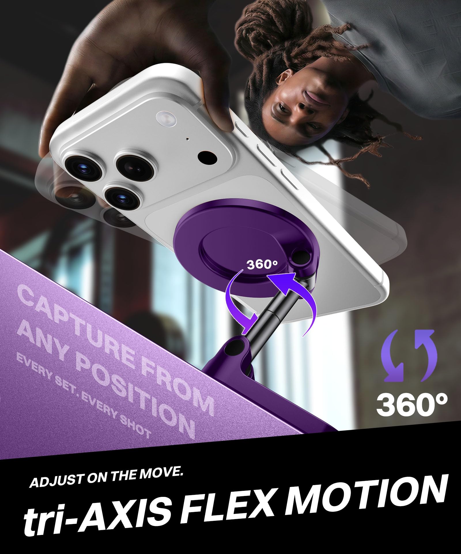 All Metal Dual Magnetic Gym Phone Holder for MagSafe, Purple