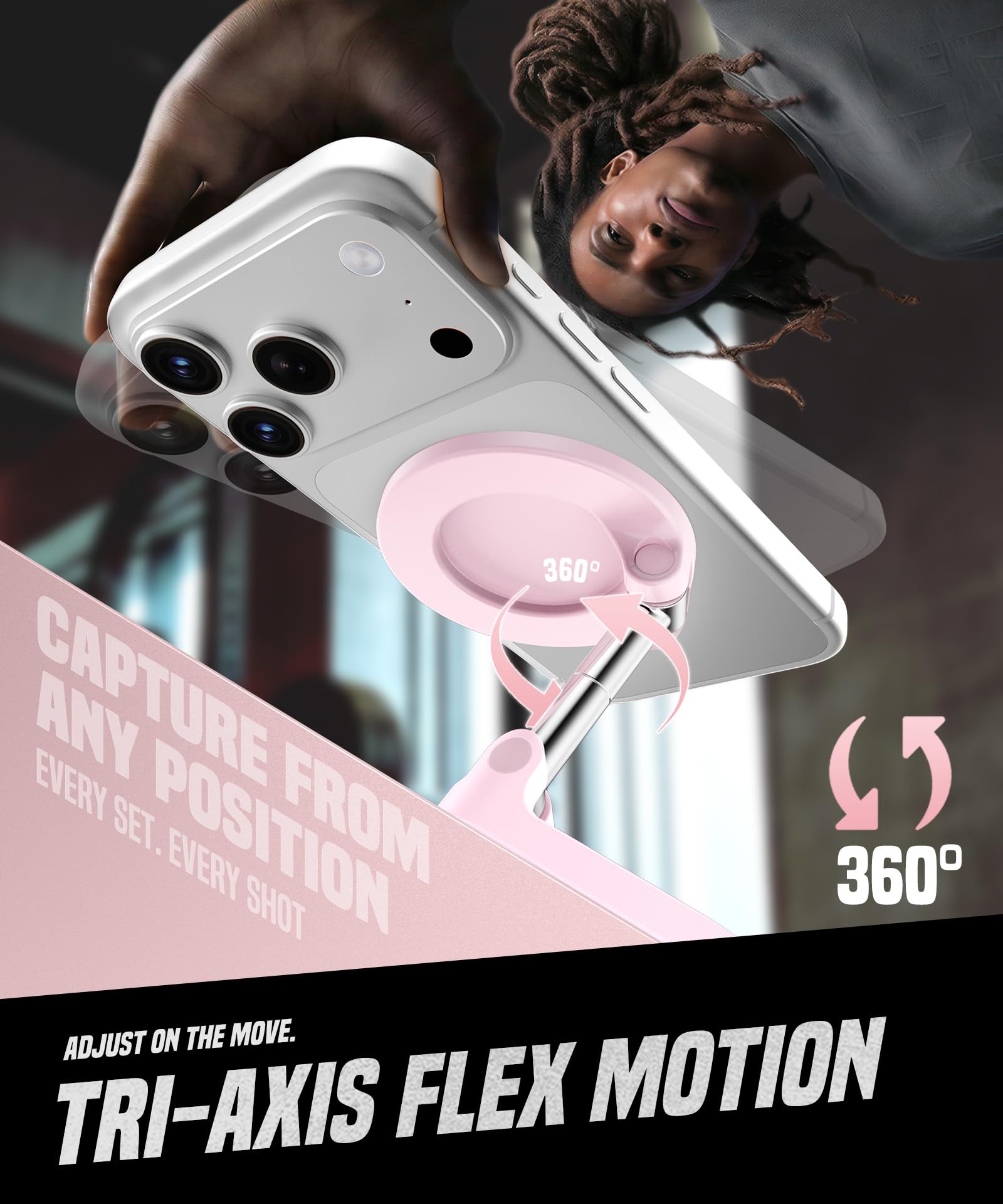 All Metal Dual Magnetic Gym Phone Holder for MagSafe, Pink