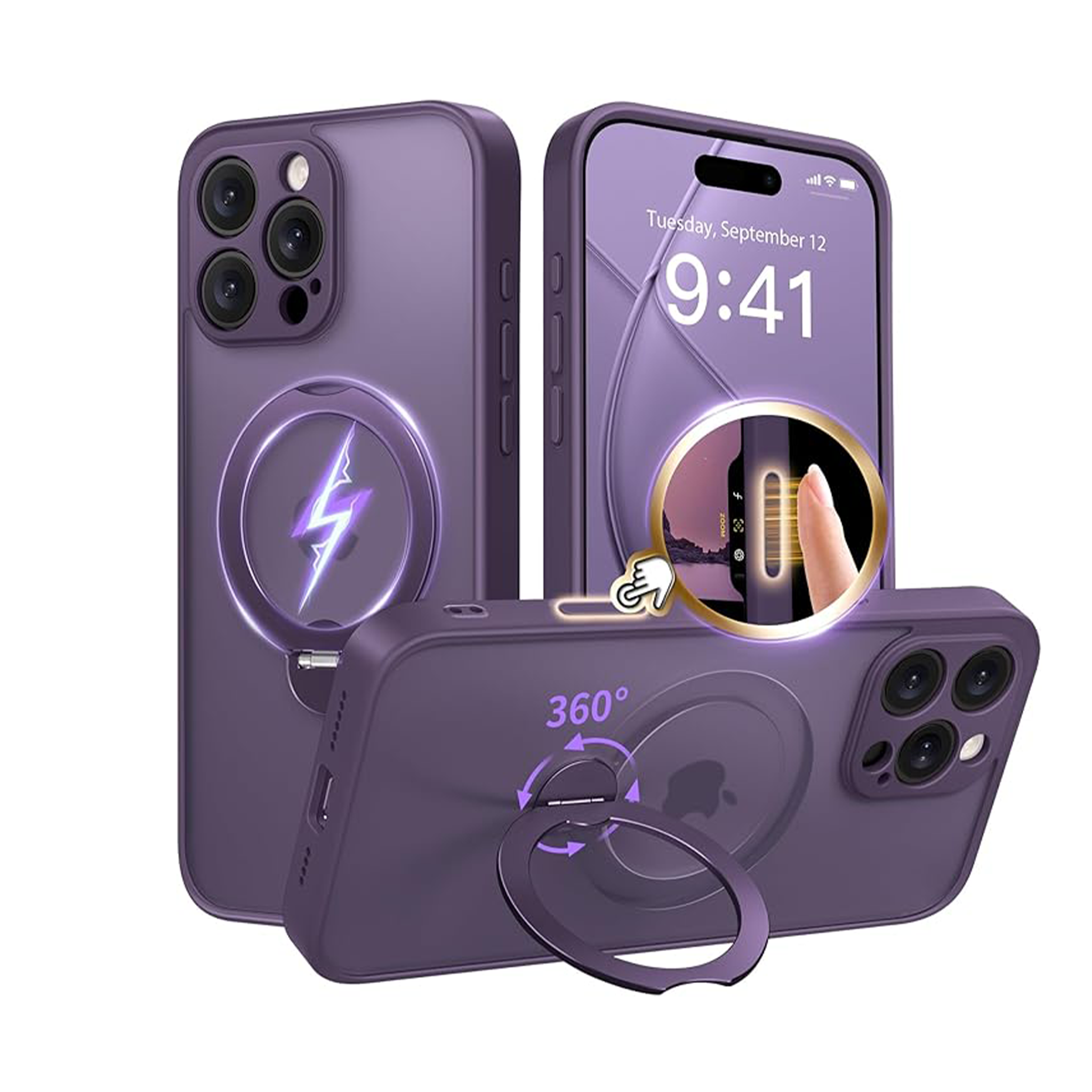 GUAGUA Custodia Magnetica Per IPhone 16 Pro Max - Compatibile MagSafe, Retro Opaco Trasparente, Rosa - 2
