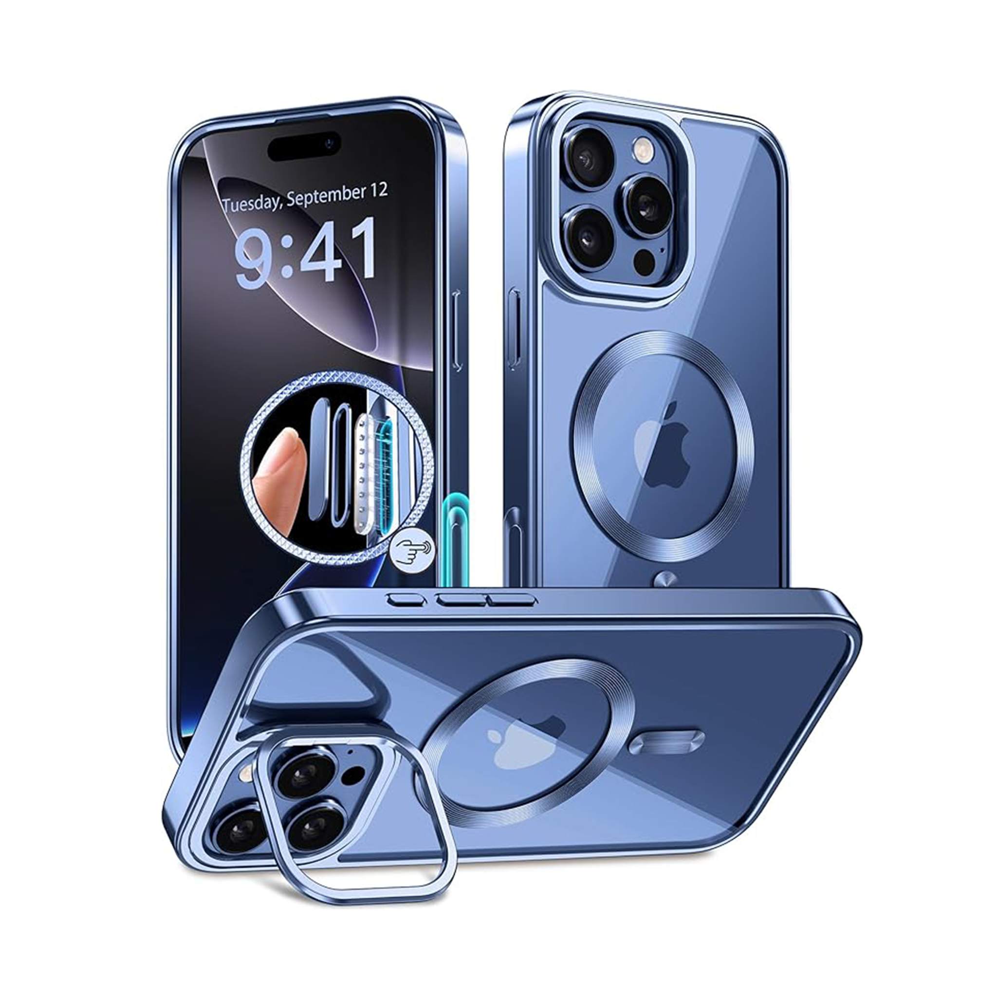 GolbinBox Magnetic for iPhone 16 Pro Max Case Built-in Camera Stash Stand