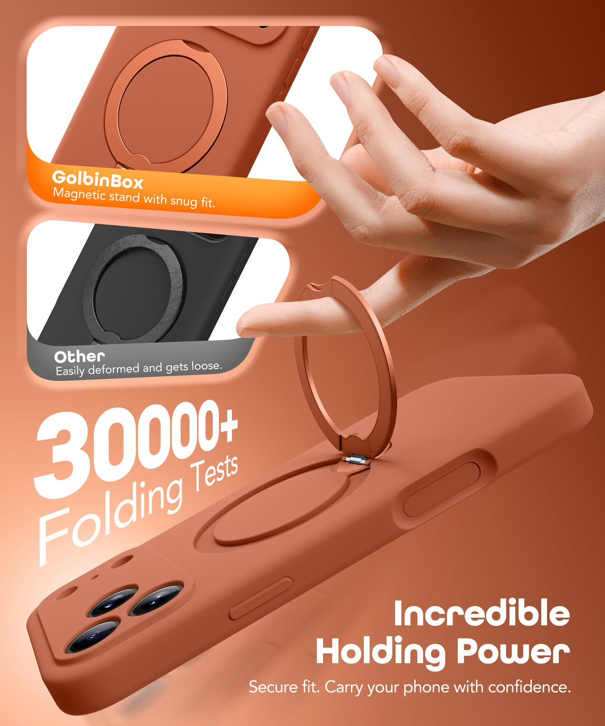 GolbinBox for iPhone 18 Pro Max Case with Stand, Orange