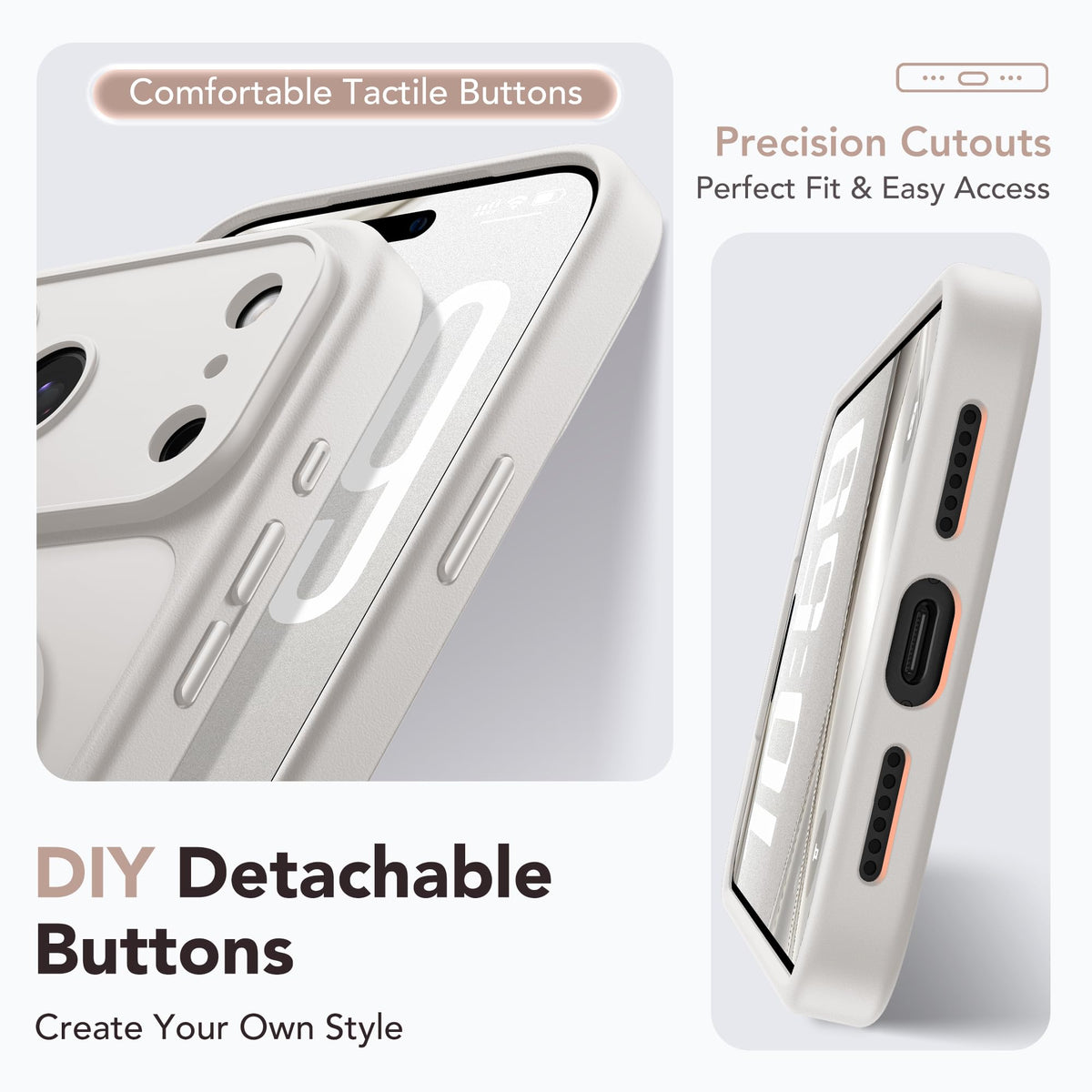 GolbinBox Magnetic Shockproof for iPhone 18 Pro Case, Stone