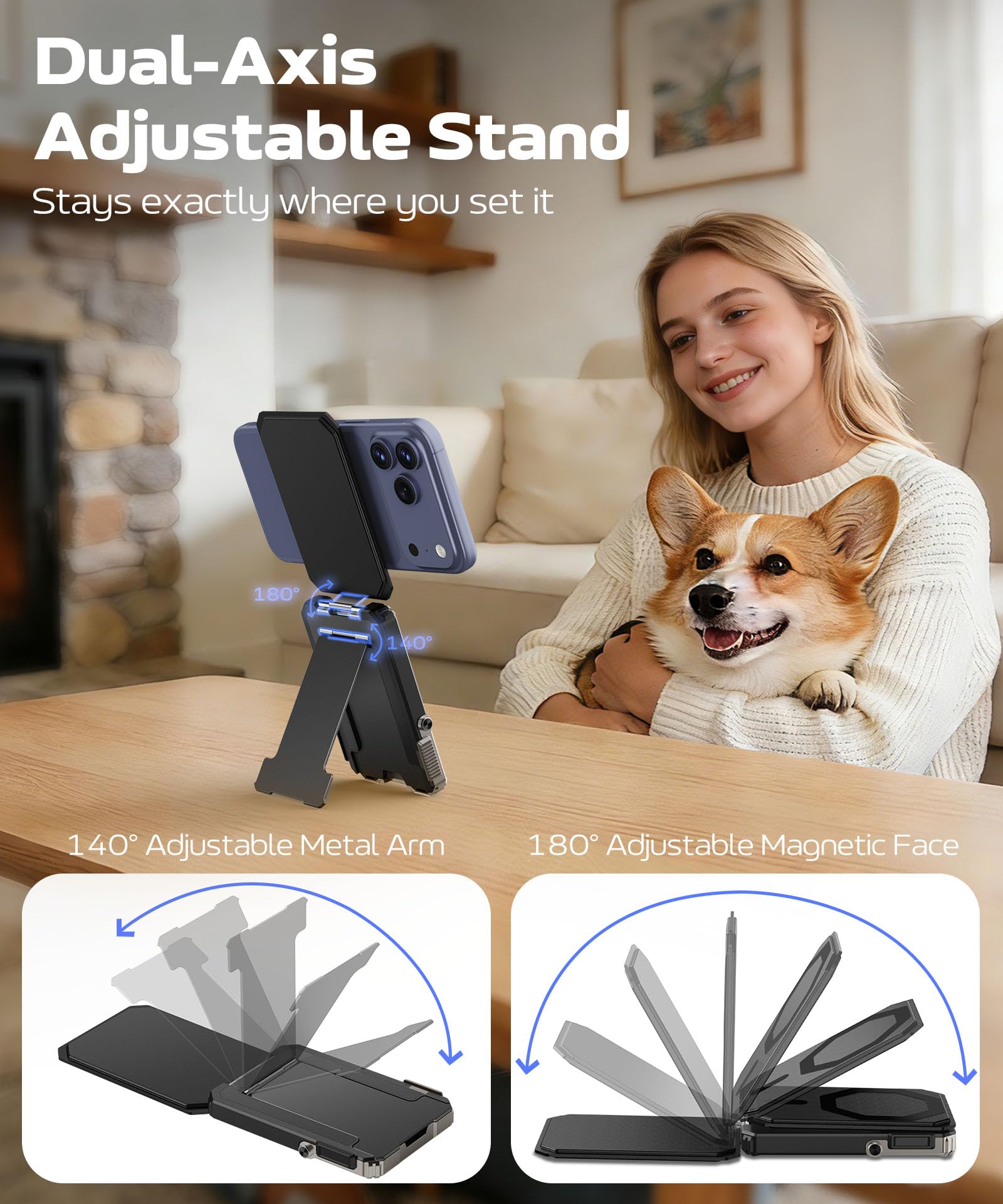 For MagSafe Wallet Stand, Magnetic 4-Card Phone Wallet, Black