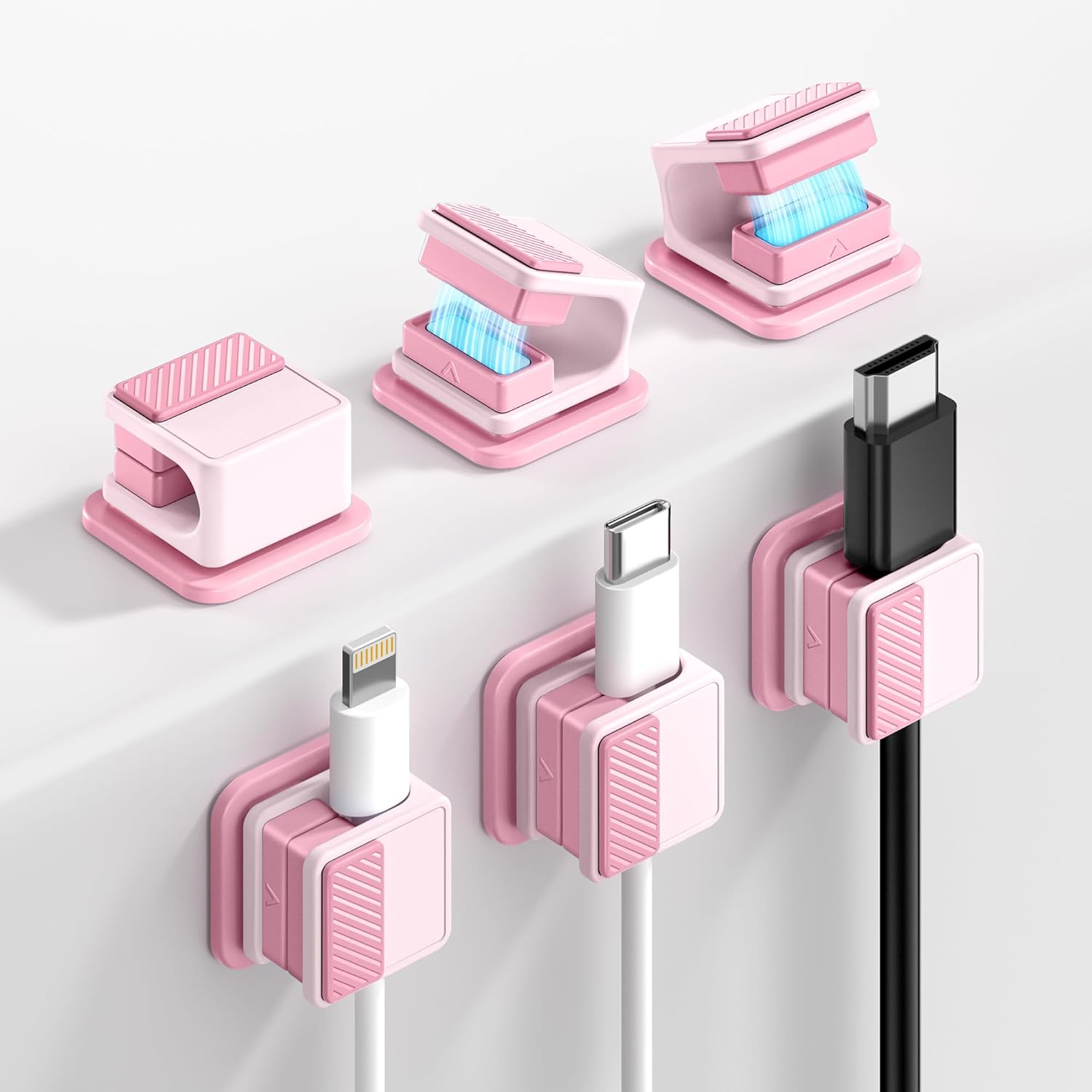 Cable Clips, Glow in the Dark Cable Holders, 6 Pack Magnetic Cord Organizer with Shockproof Silicone