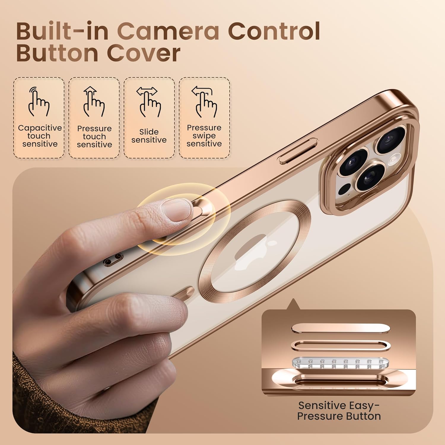 Magnetic for iPhone 16 Pro Case with Stand Shockproof Slim Phone Case 6.3 Inch