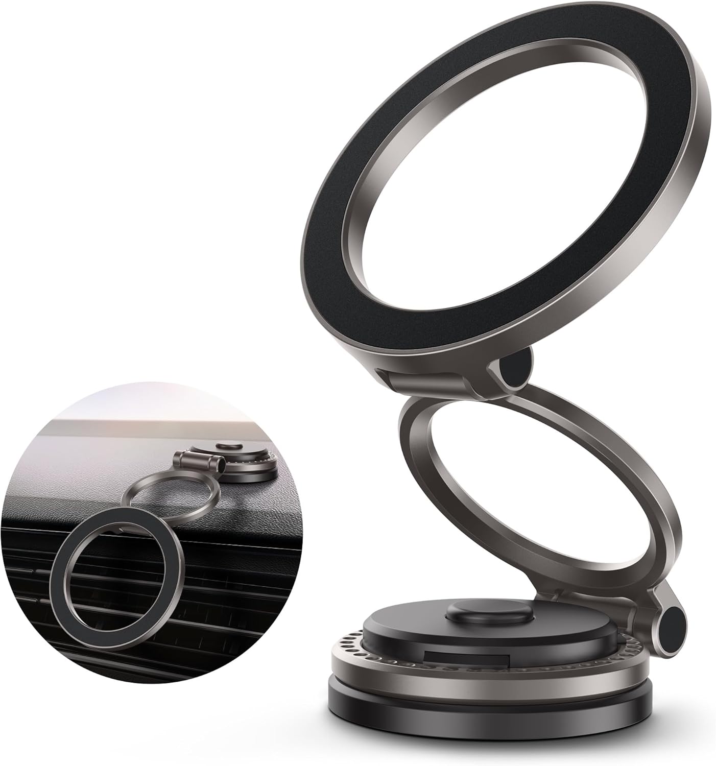 MagSafe Car Mount, Metal Design, Folding 360° Rotation, Cell Phone Holder